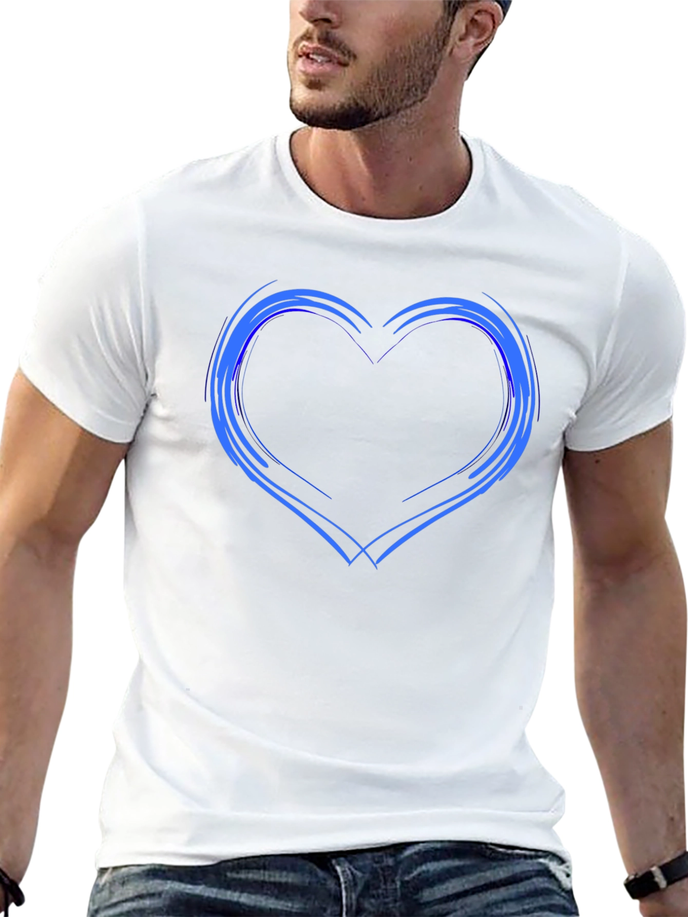 Heart Outline Black T-Shirt - Trendy Graphic Tee