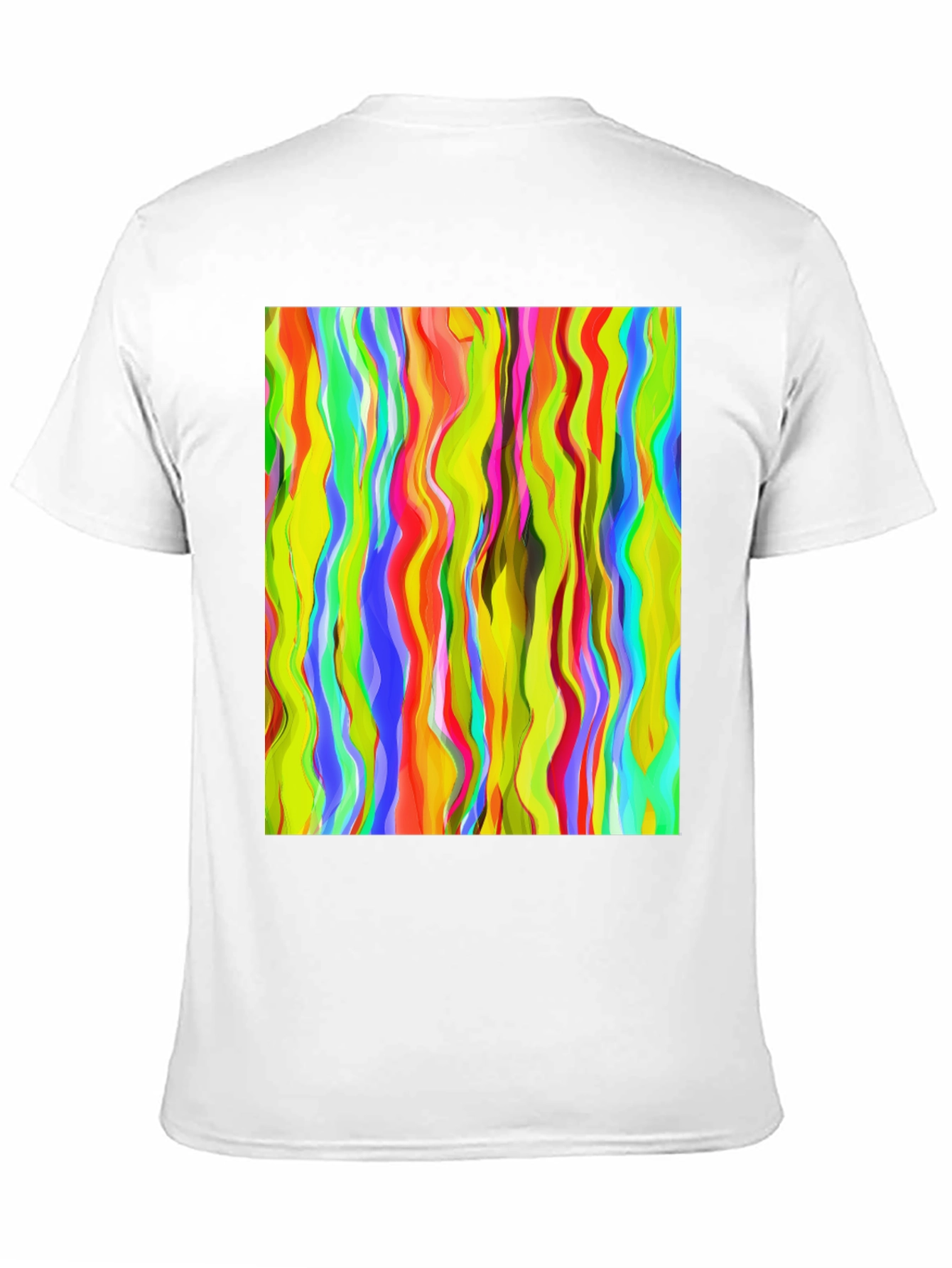 Vibrant Abstract Wave Print Black T-Shirt