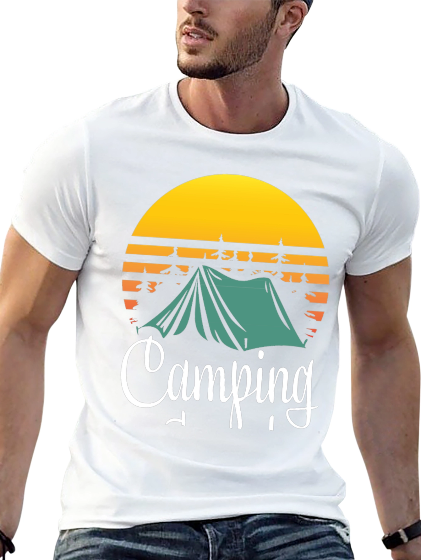 Camping Adventure Tee: Tent & Sunset Design