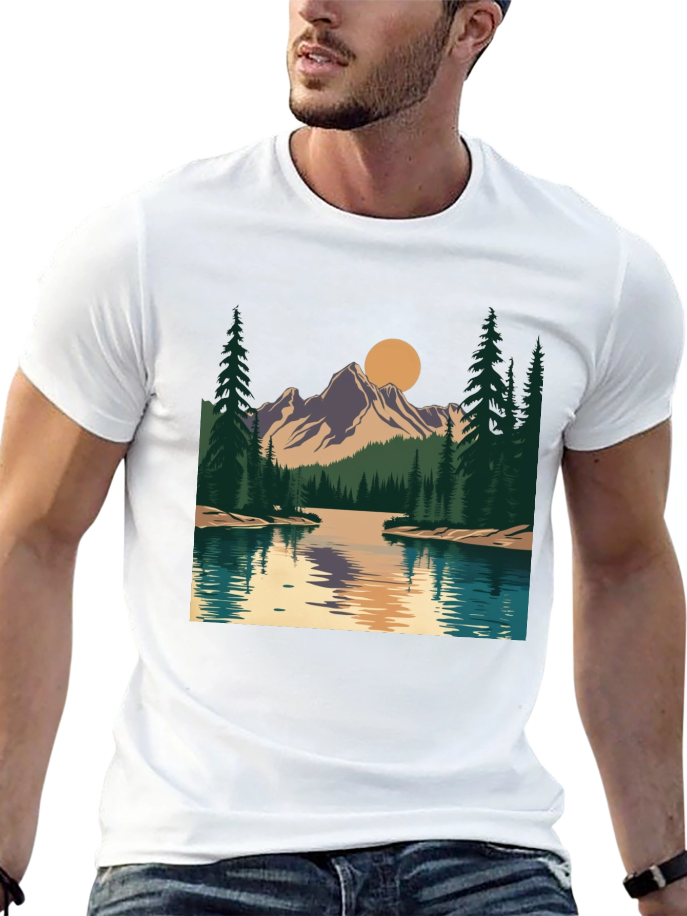 Mountain Lake Graphic Tee - Nature Inspired Design