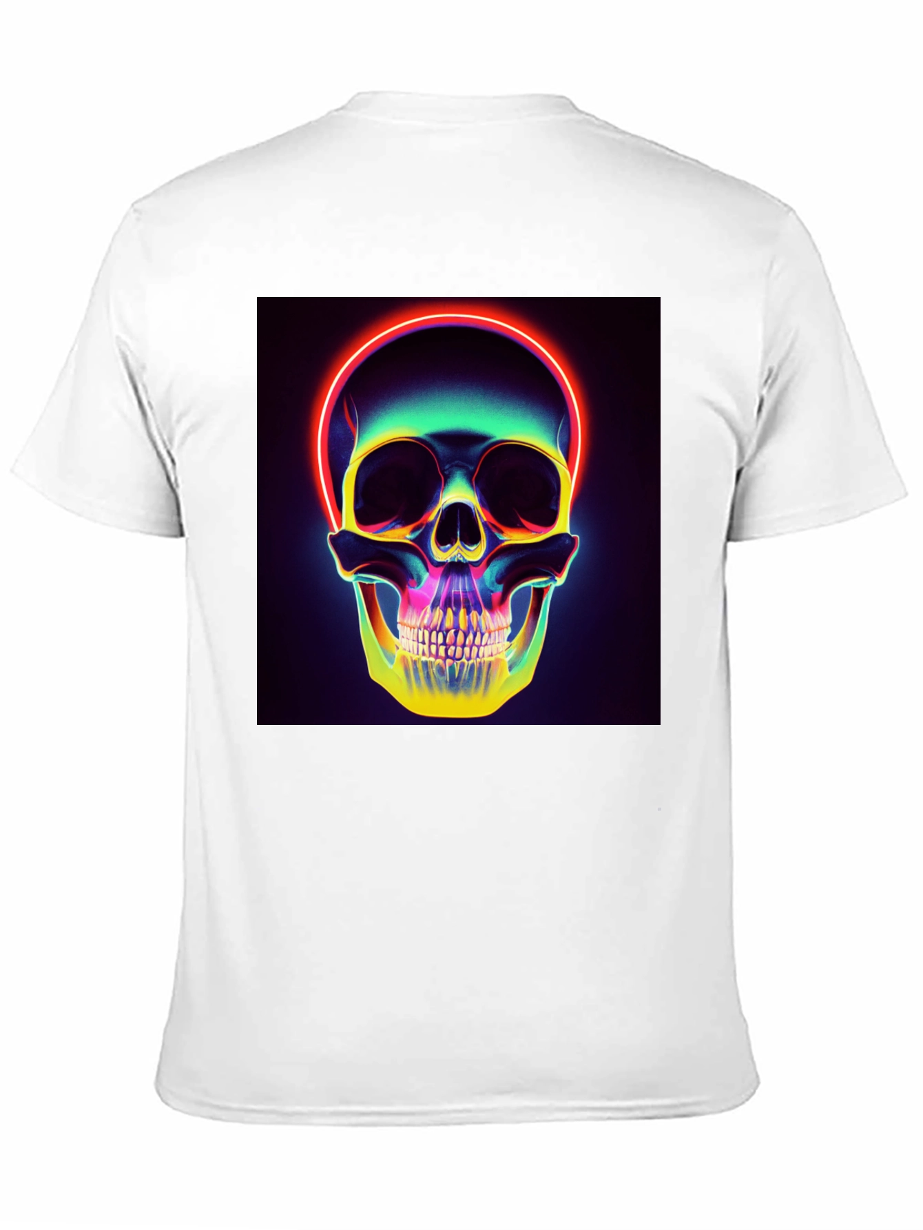 Neon Skull Graphic T-Shirt - Black Cotton Tee