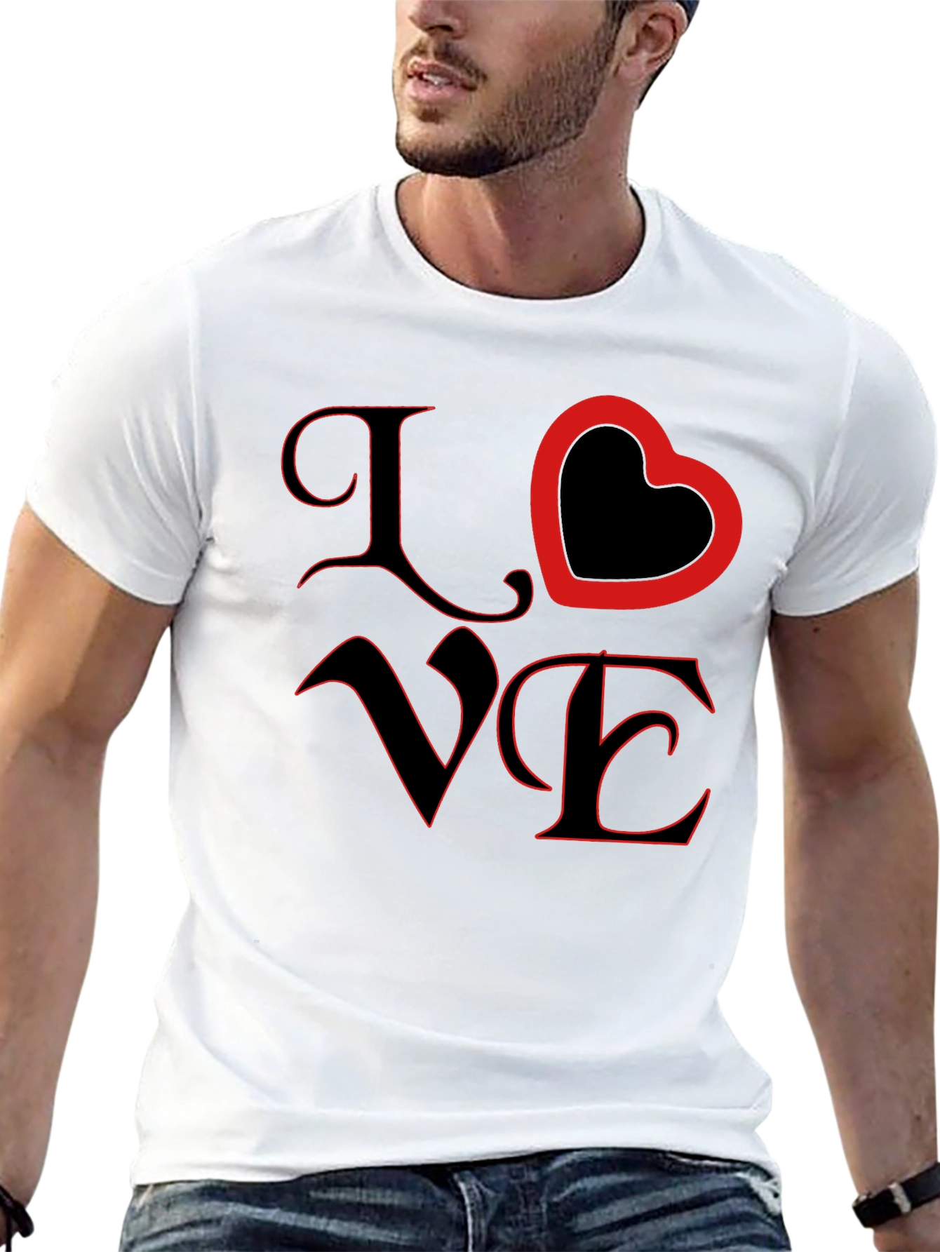 Love Heart Graphic Black T-Shirt