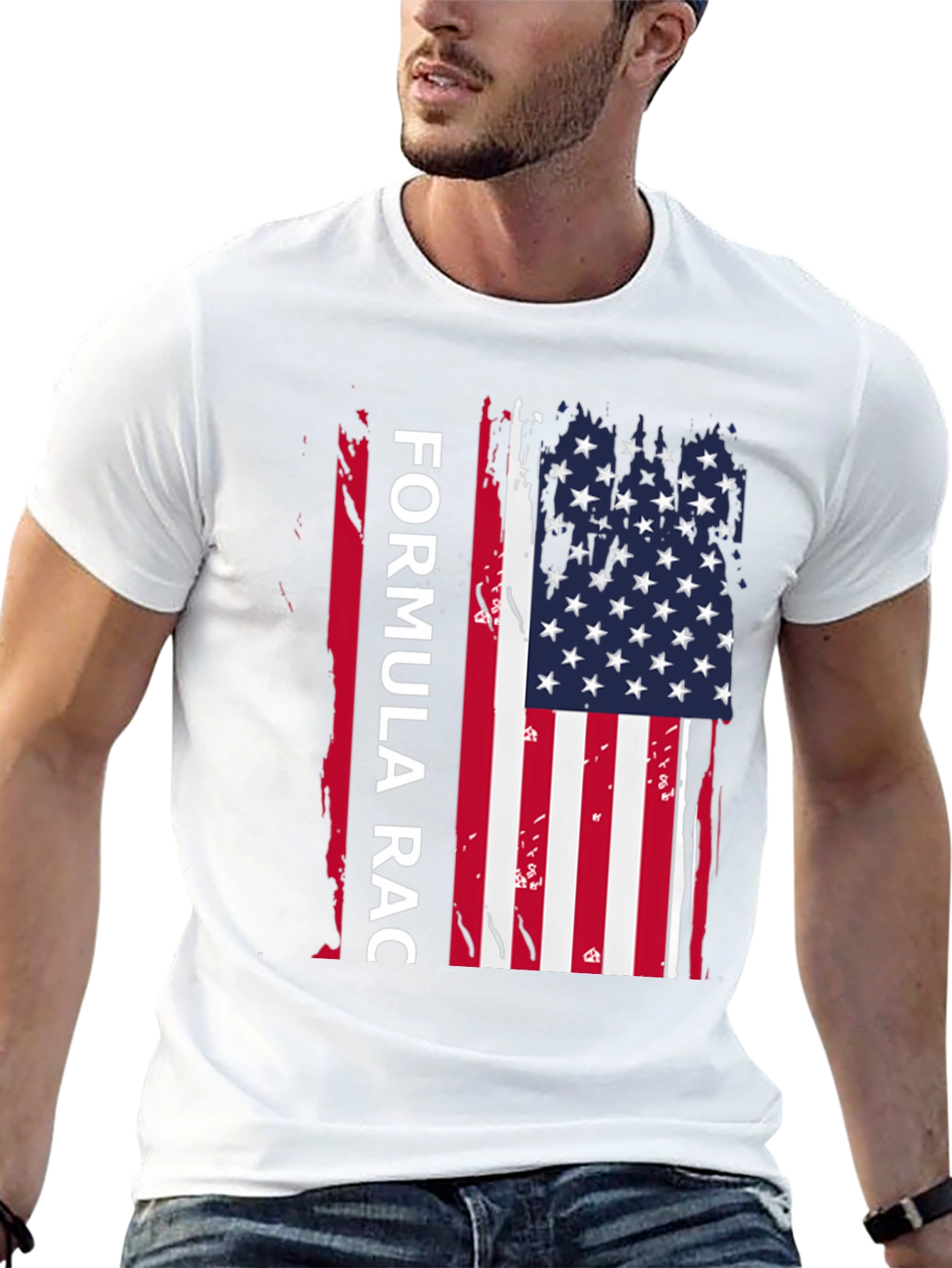 Formula Race USA Flag Black T-Shirt