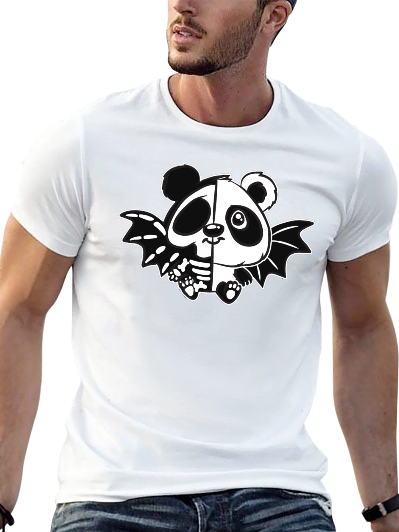 Panda Bat Graphic Tee - Mens Black T-Shirt