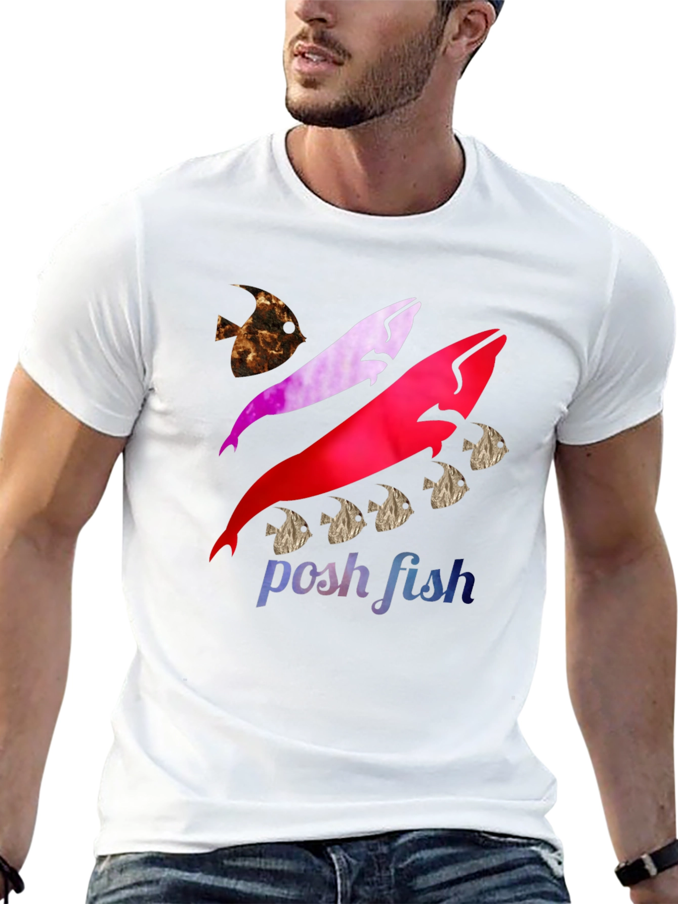Posh Fish Graphic T-Shirt - Stylish Cotton Tee