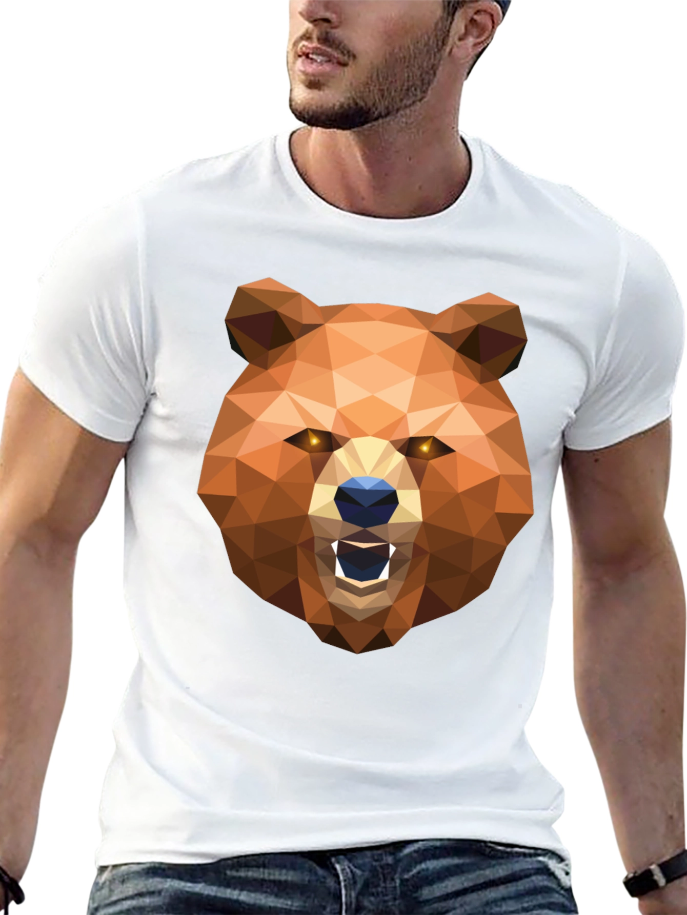 Geometric Bear Head Graphic T-Shirt