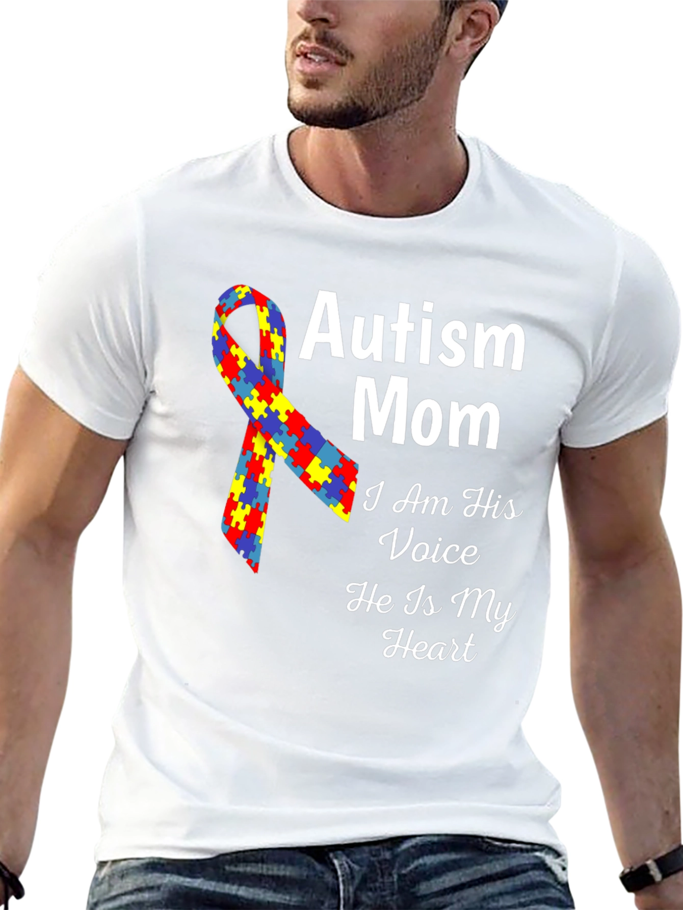 Autism Mom T-Shirt - Voice Heart Awareness Ribbon