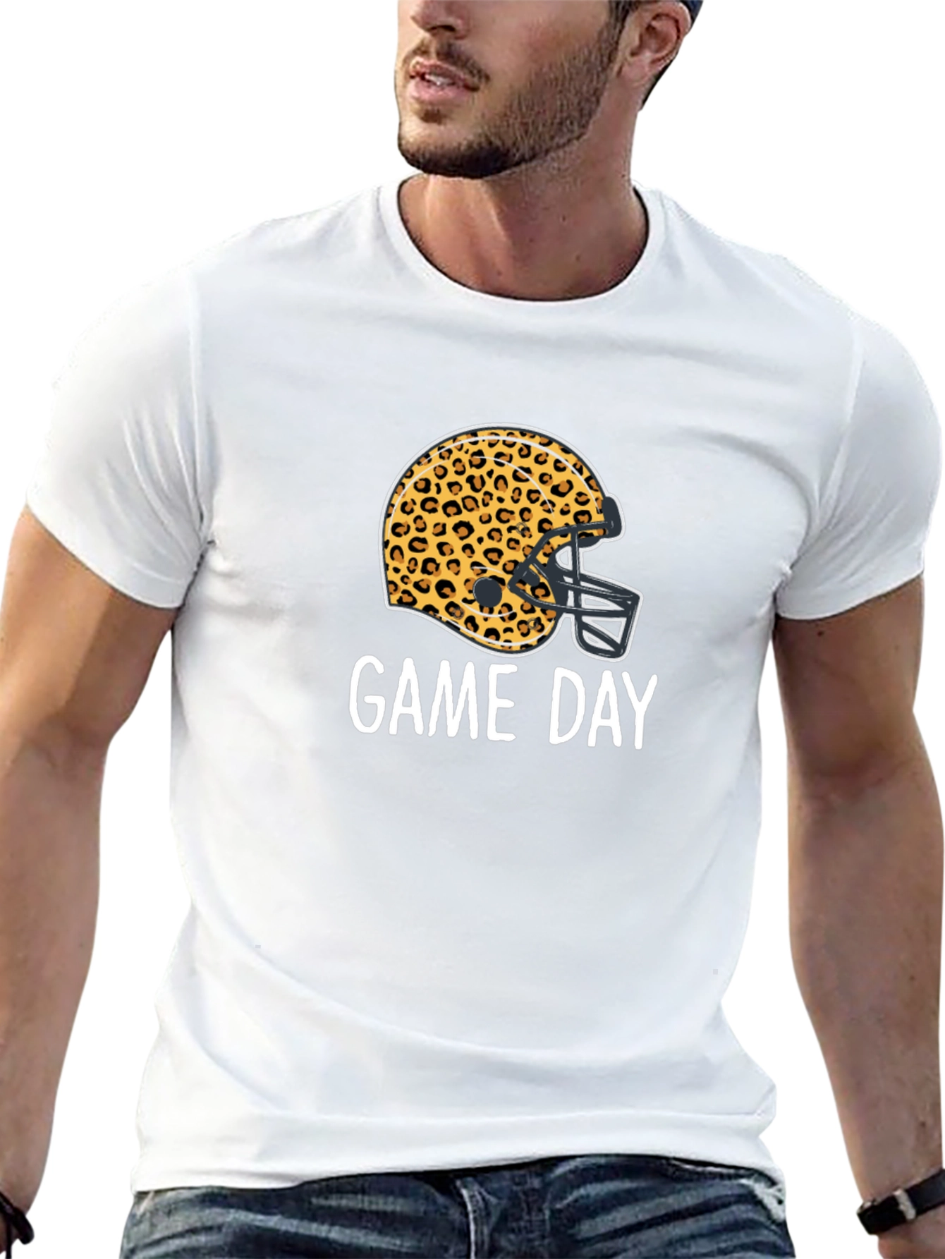 Game Day Leopard Football Helmet T-Shirt
