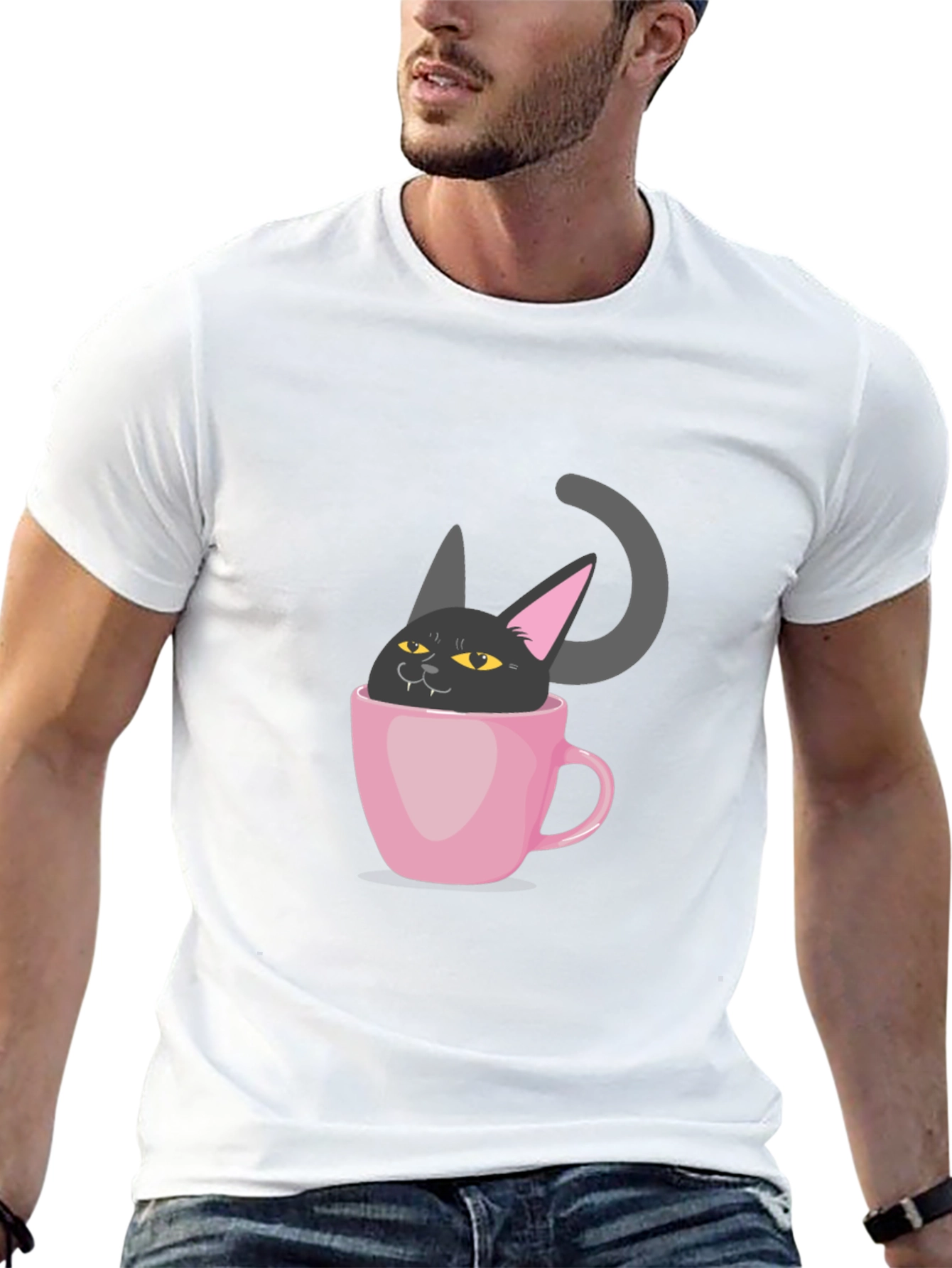 Black Cat in a Cup T-Shirt