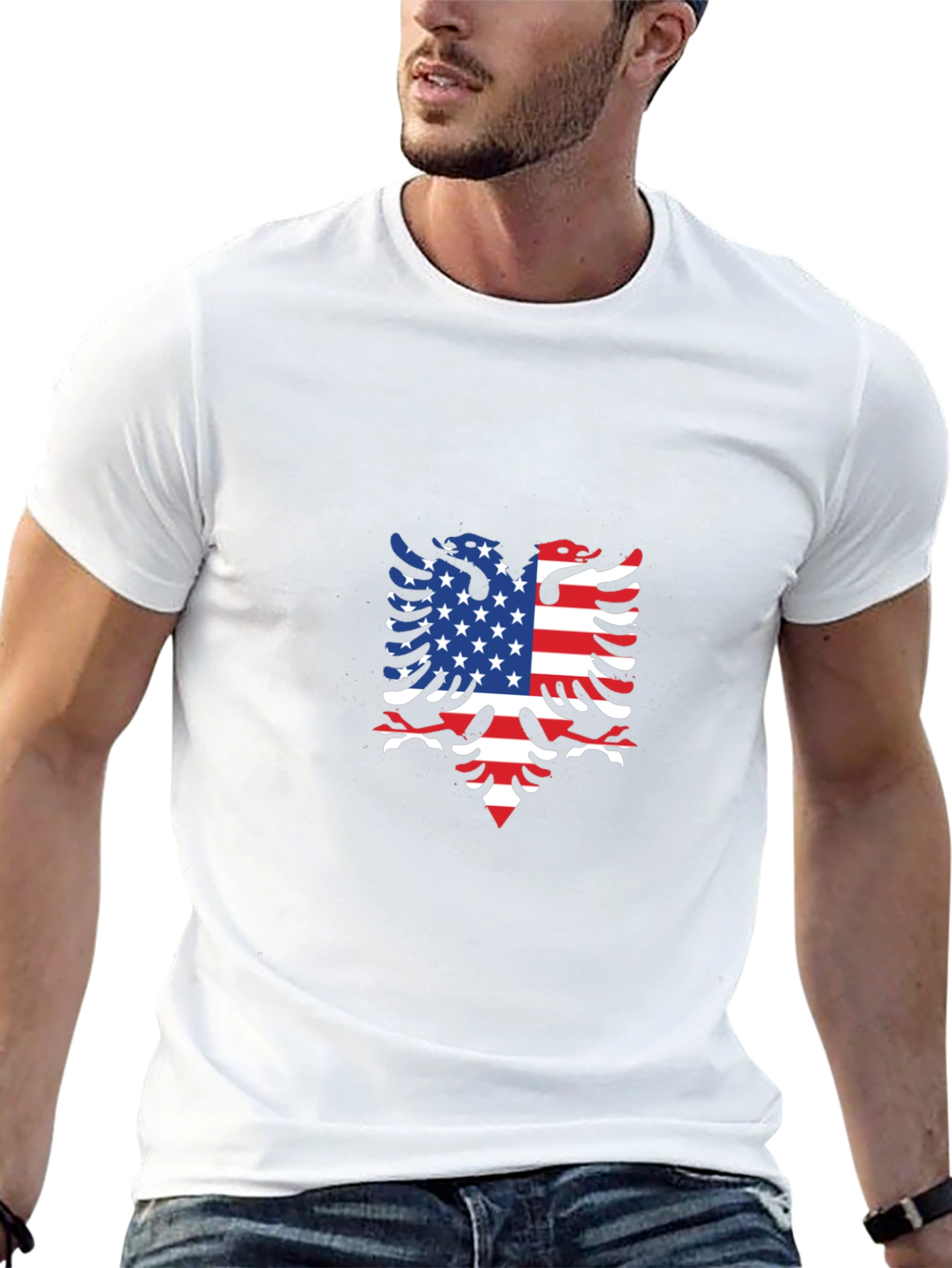 American Albanian Flag Eagle Black T-Shirt
