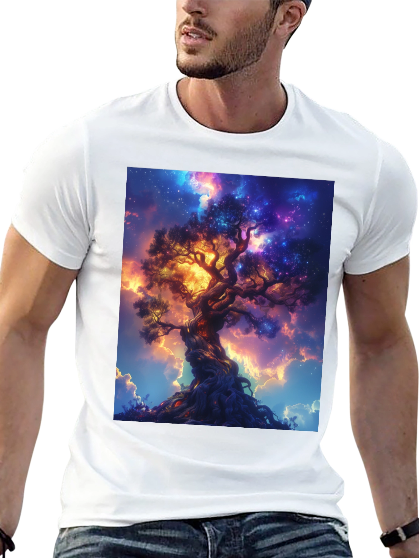 Cosmic Tree Graphic Black T-Shirt