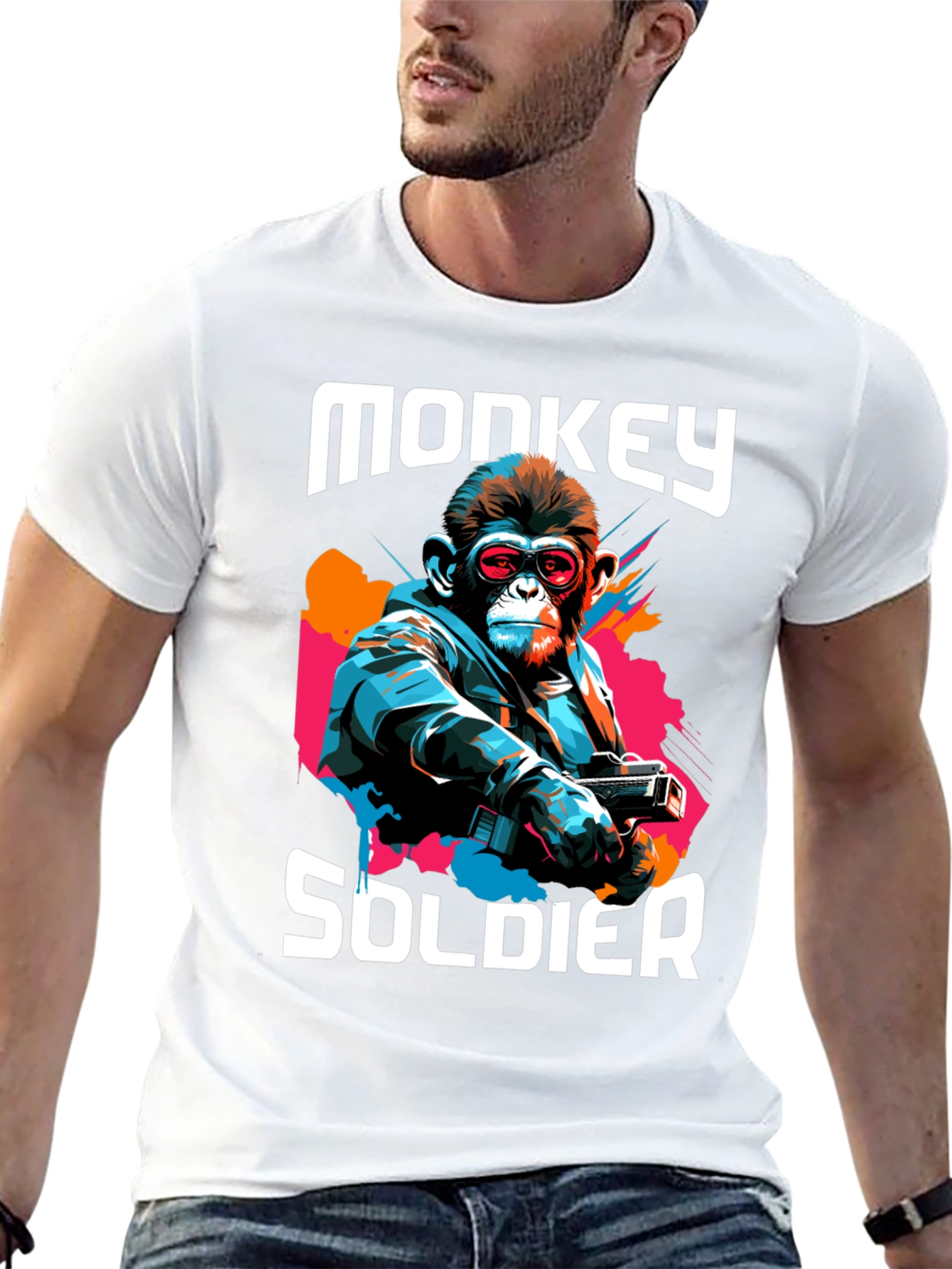 Monkey Soldier Graphic T-Shirt - Cool & Unique Design