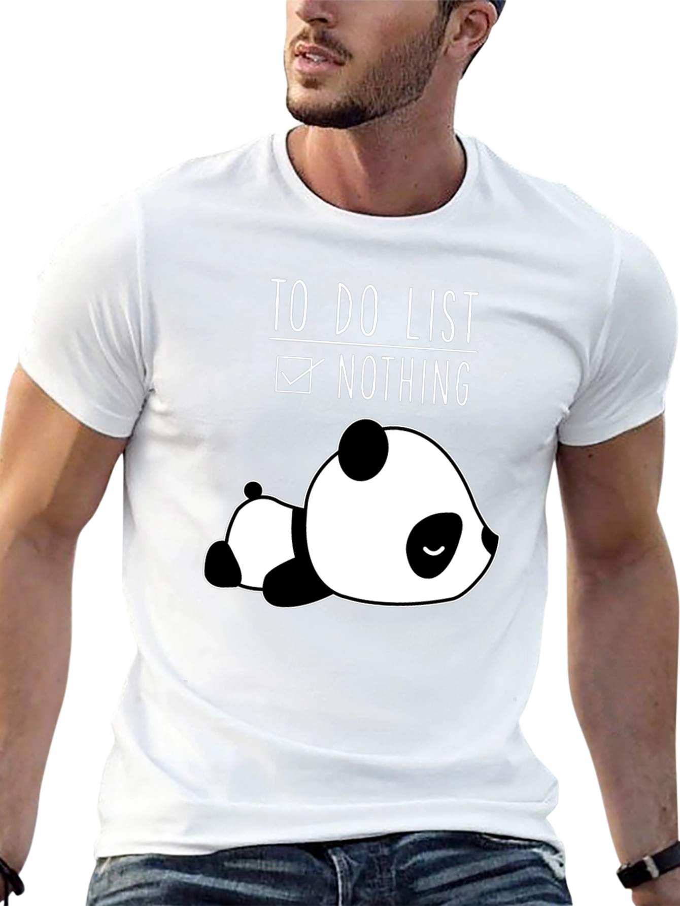 Lazy Panda To-Do List Nothing Black T-Shirt