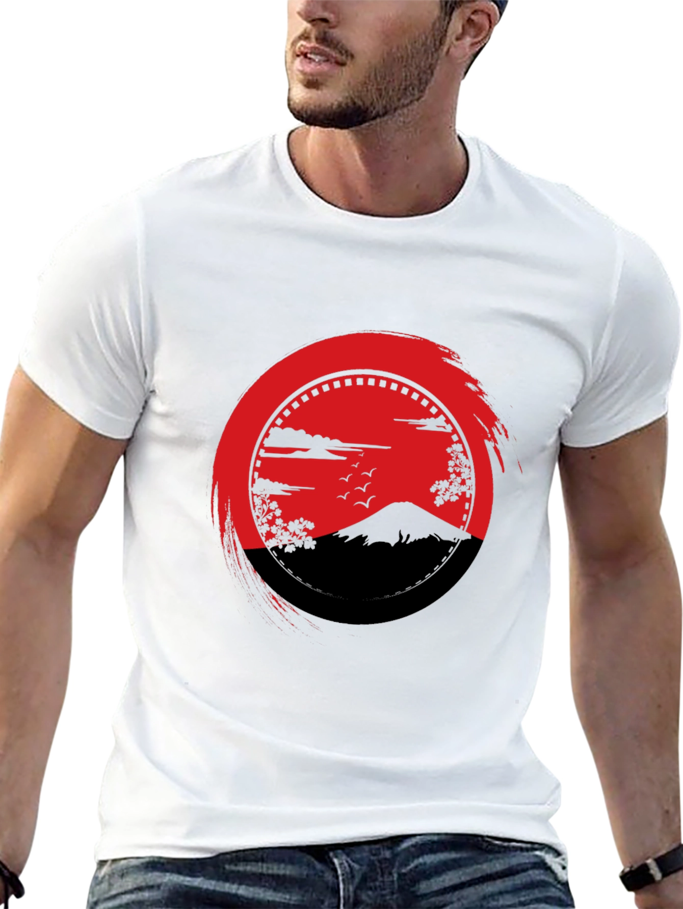 Japanese Mountain Sunset Graphic T-Shirt