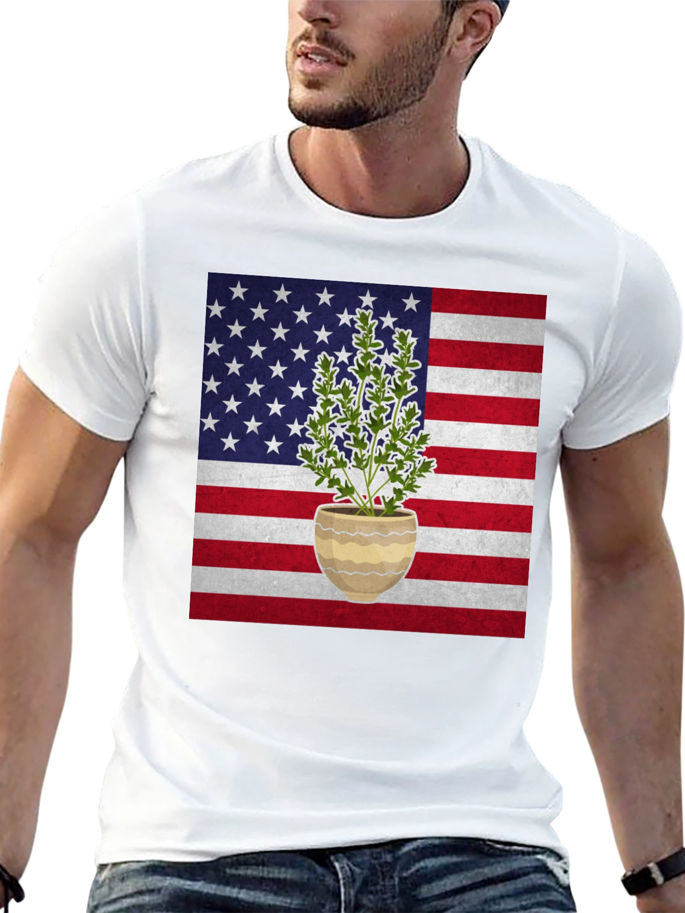 American Flag Plant T-Shirt - Patriotic Design