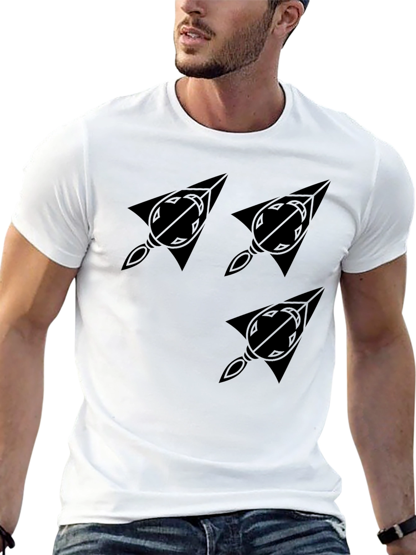 Modern Graphic Print Tee - Black