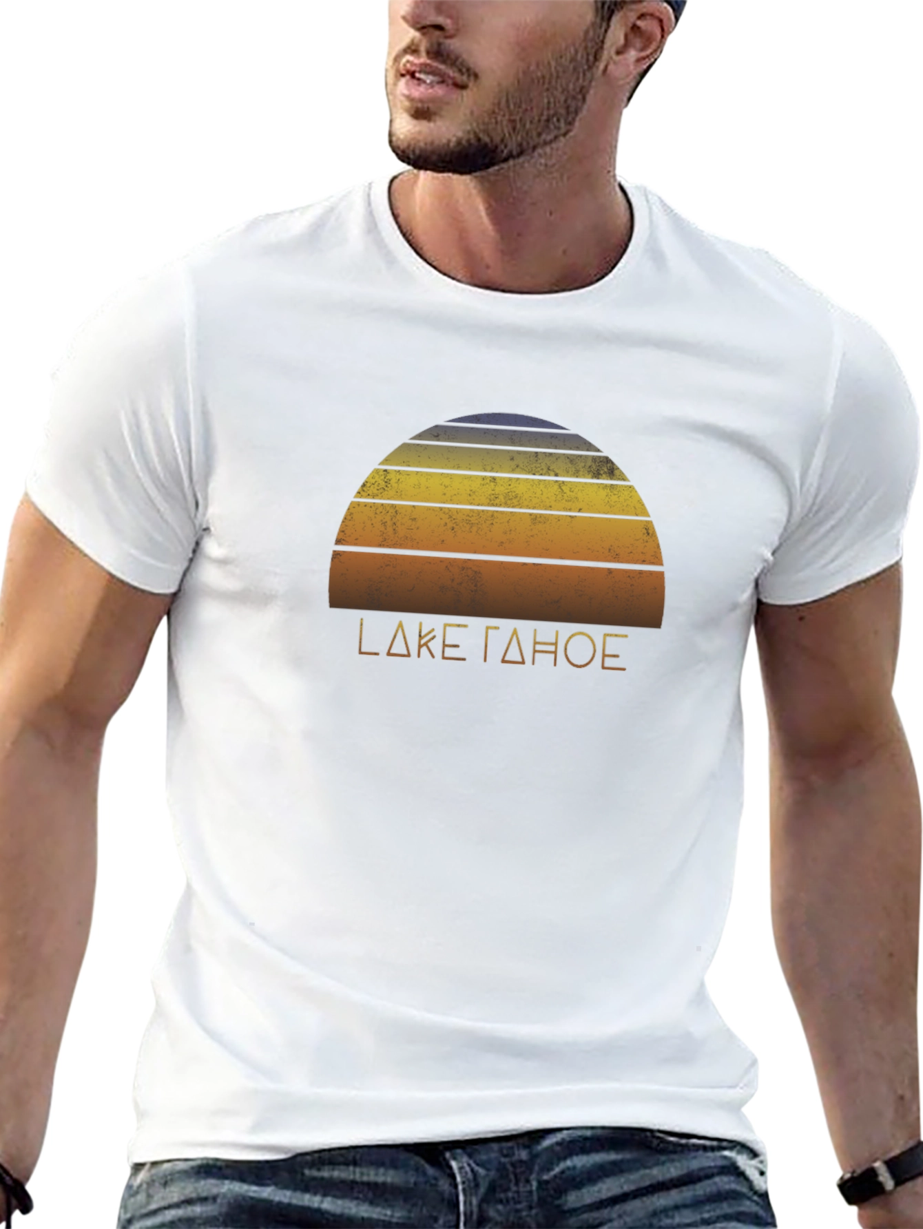 Lake Tahoe Sunset Graphic Tee - Retro Style