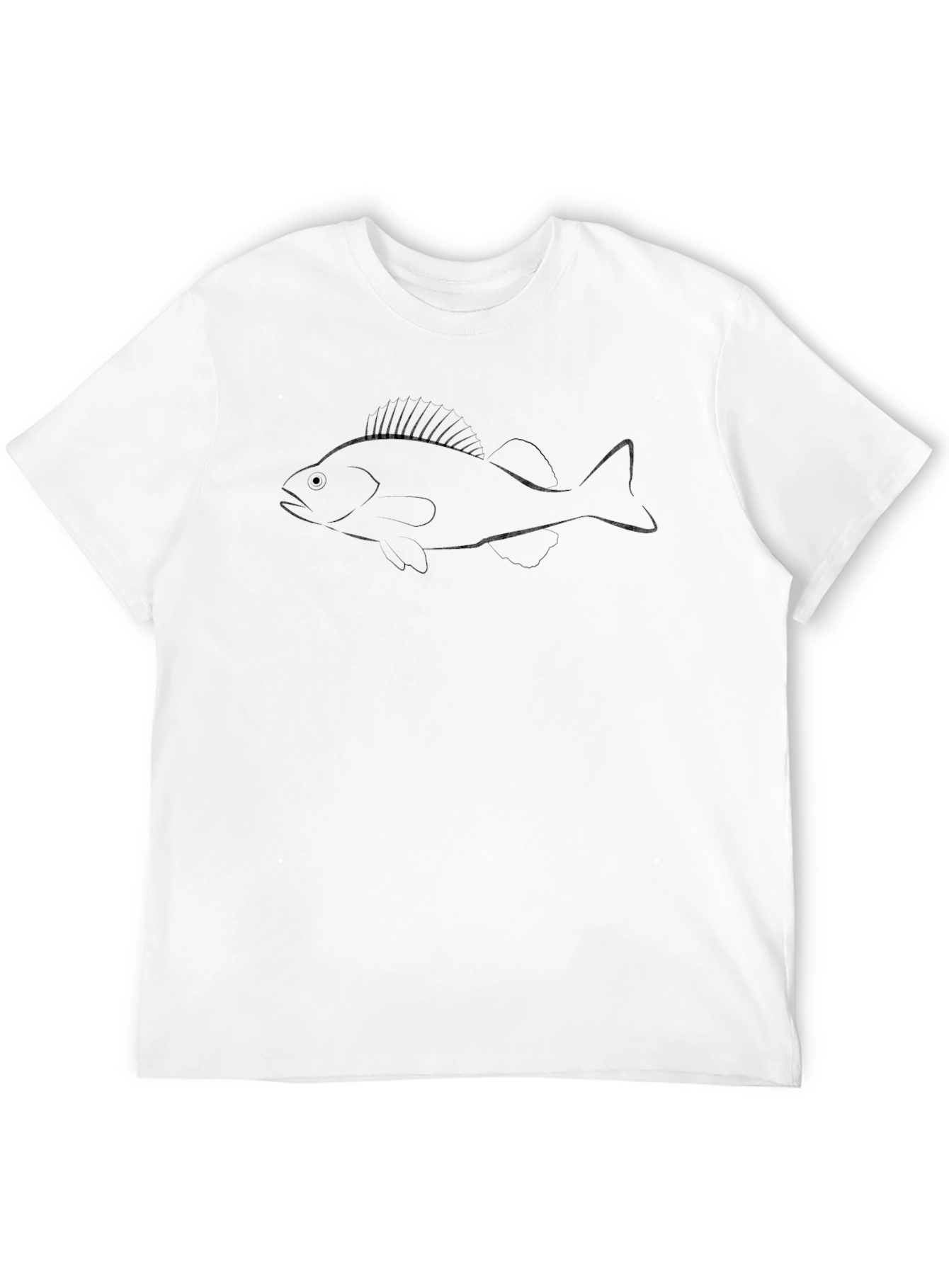 Mens Black T-Shirt with Fish Outline Design