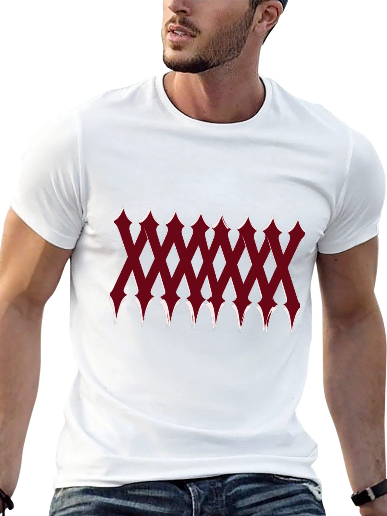 Edgy Geometric Pattern Black T-Shirt