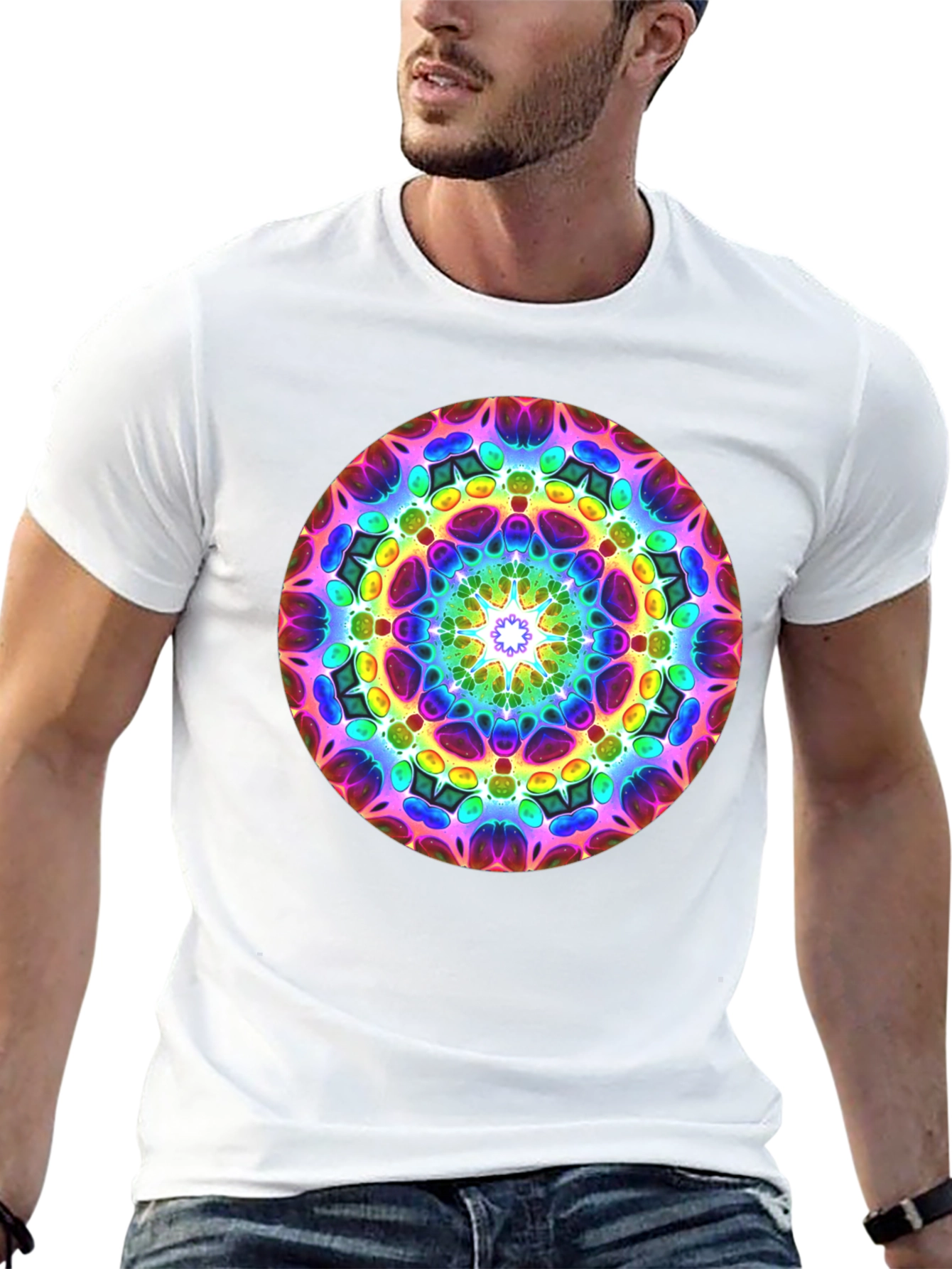 Vibrant Mandala Graphic Black T-Shirt