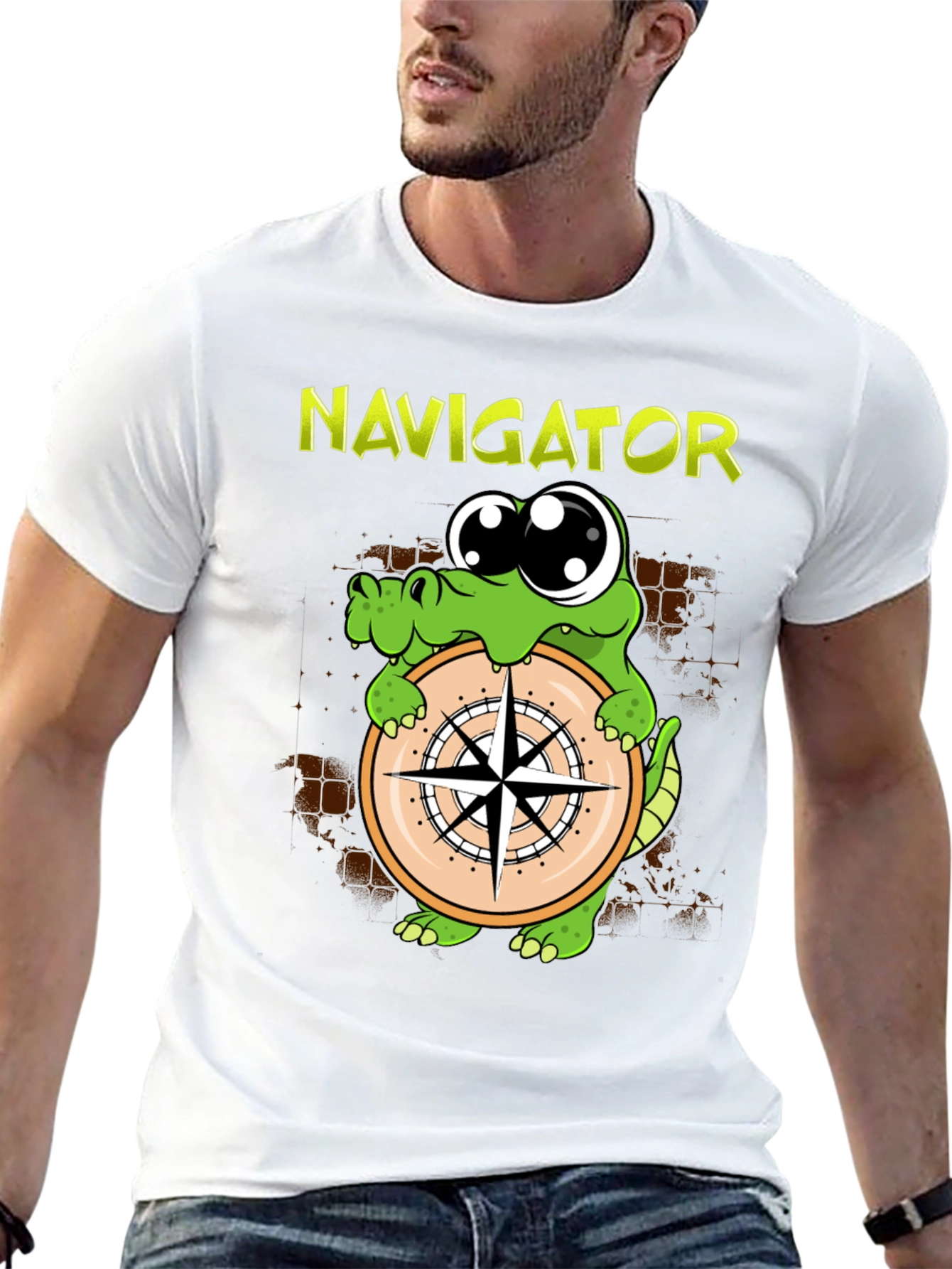 Navigator Alligator Compass Graphic T-Shirt
