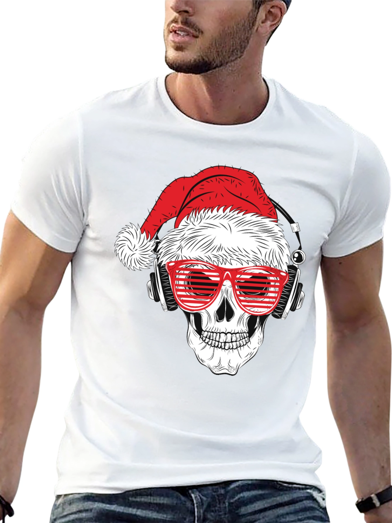 Skull Santa T-Shirt - Holiday Graphic Tee