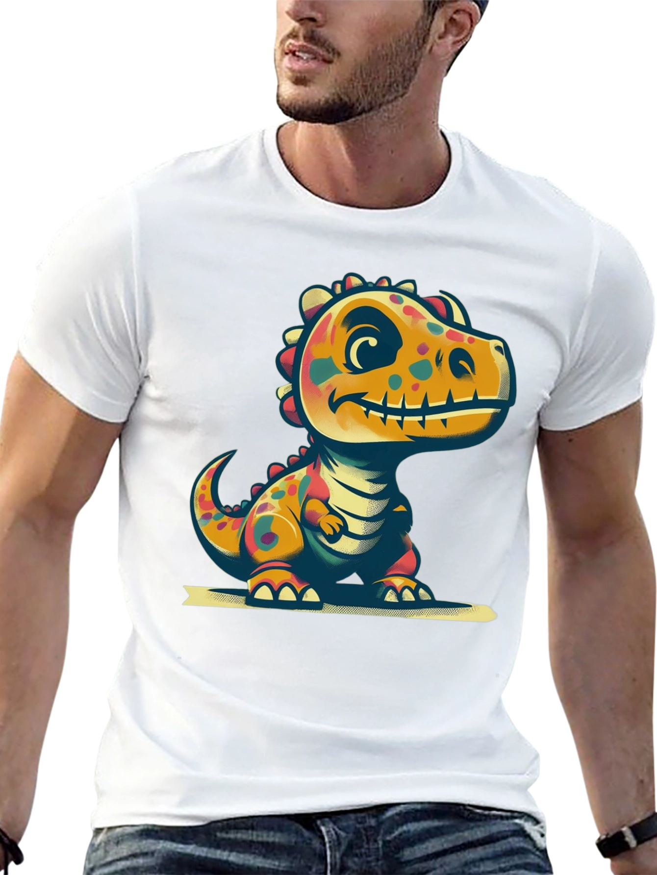 Cute Dinosaur Graphic Tee - Black T-Shirt