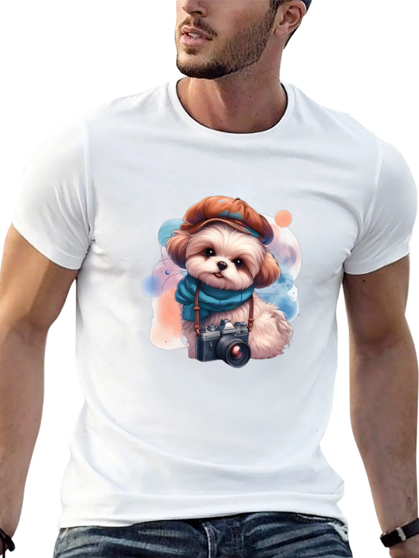 Cute Dog Photographer T-Shirt - Black