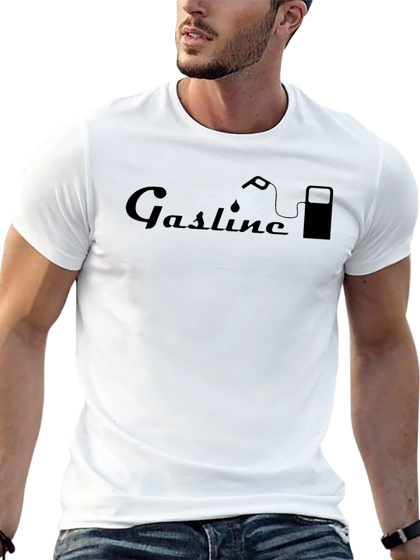 Gasline Graphic Tee - Black Cotton Blend T-Shirt