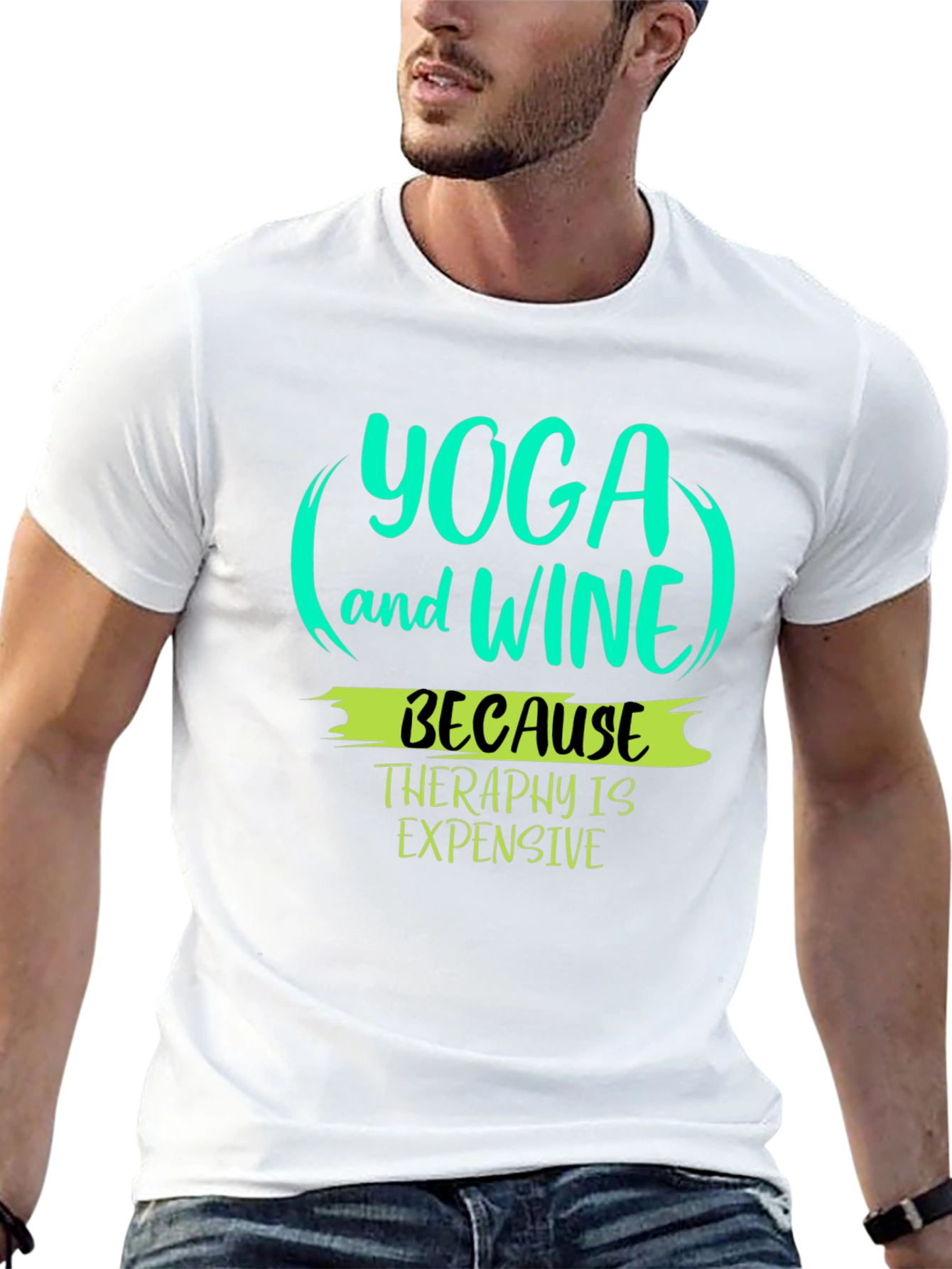 Yoga & Wine T-Shirt - Because Therapy Is Expensive