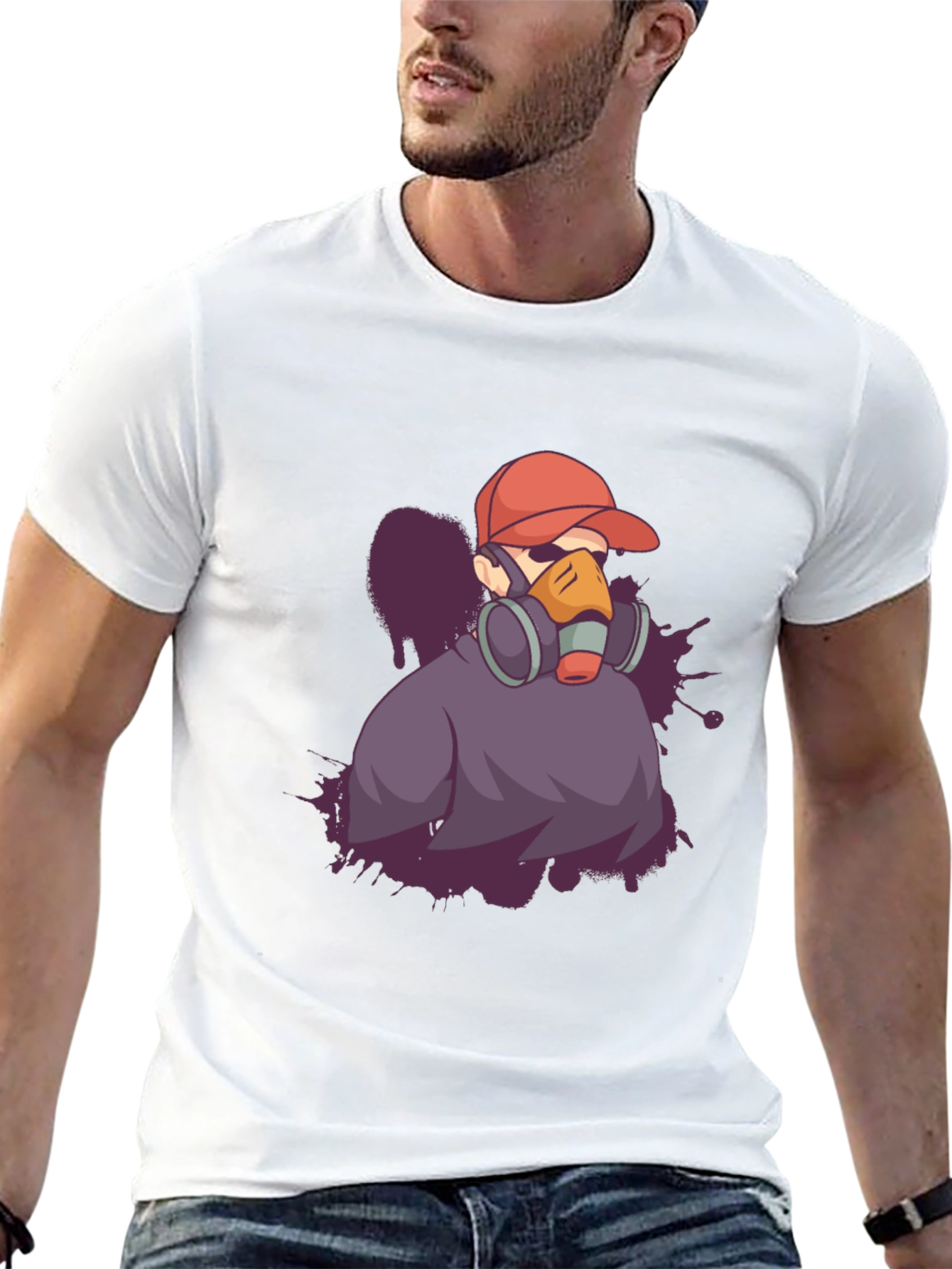 Urban Style Graphic Tee - Gas Mask Artist