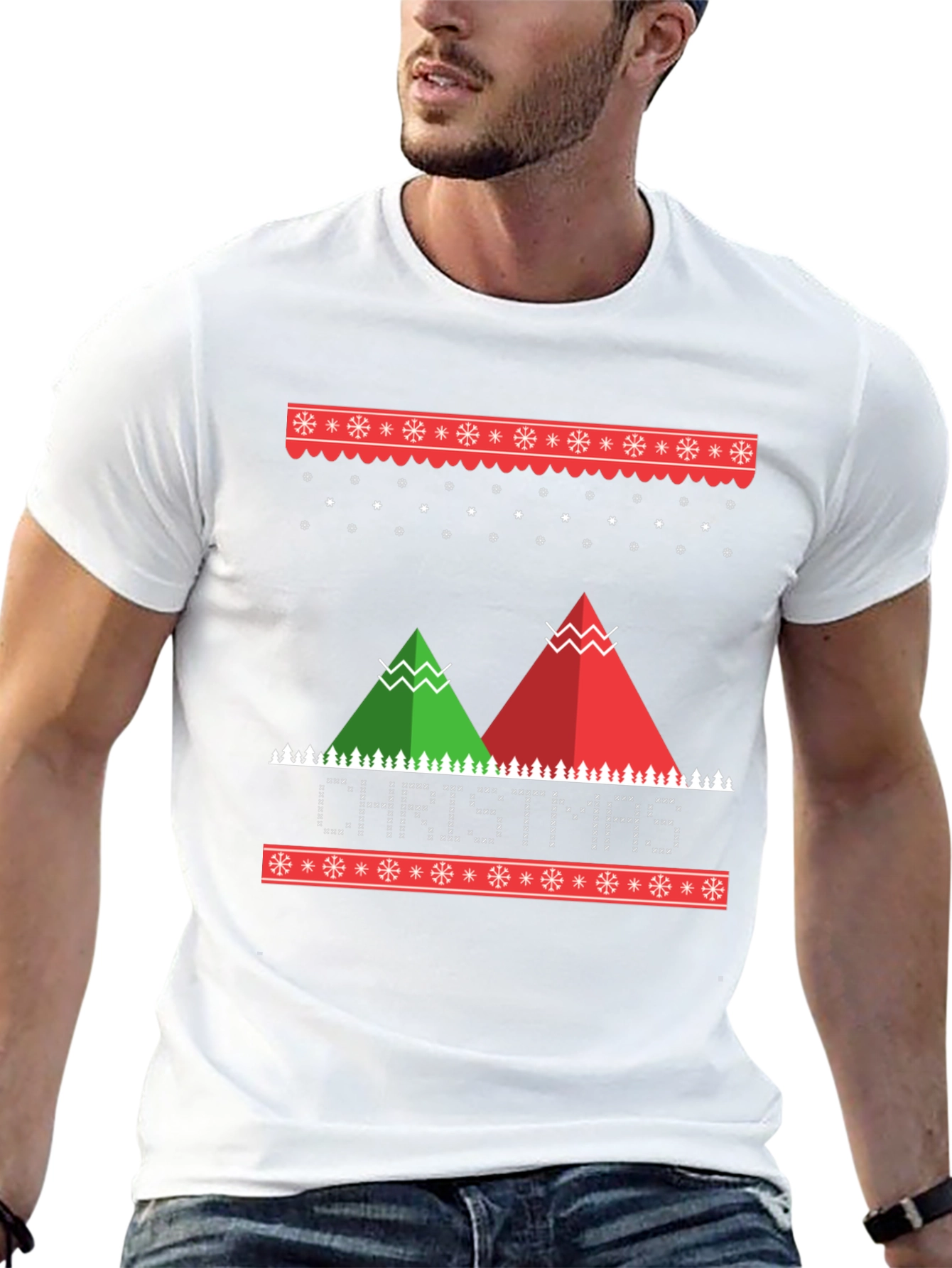 Christmas Holiday Graphic Print Crew Neck T-Shirt