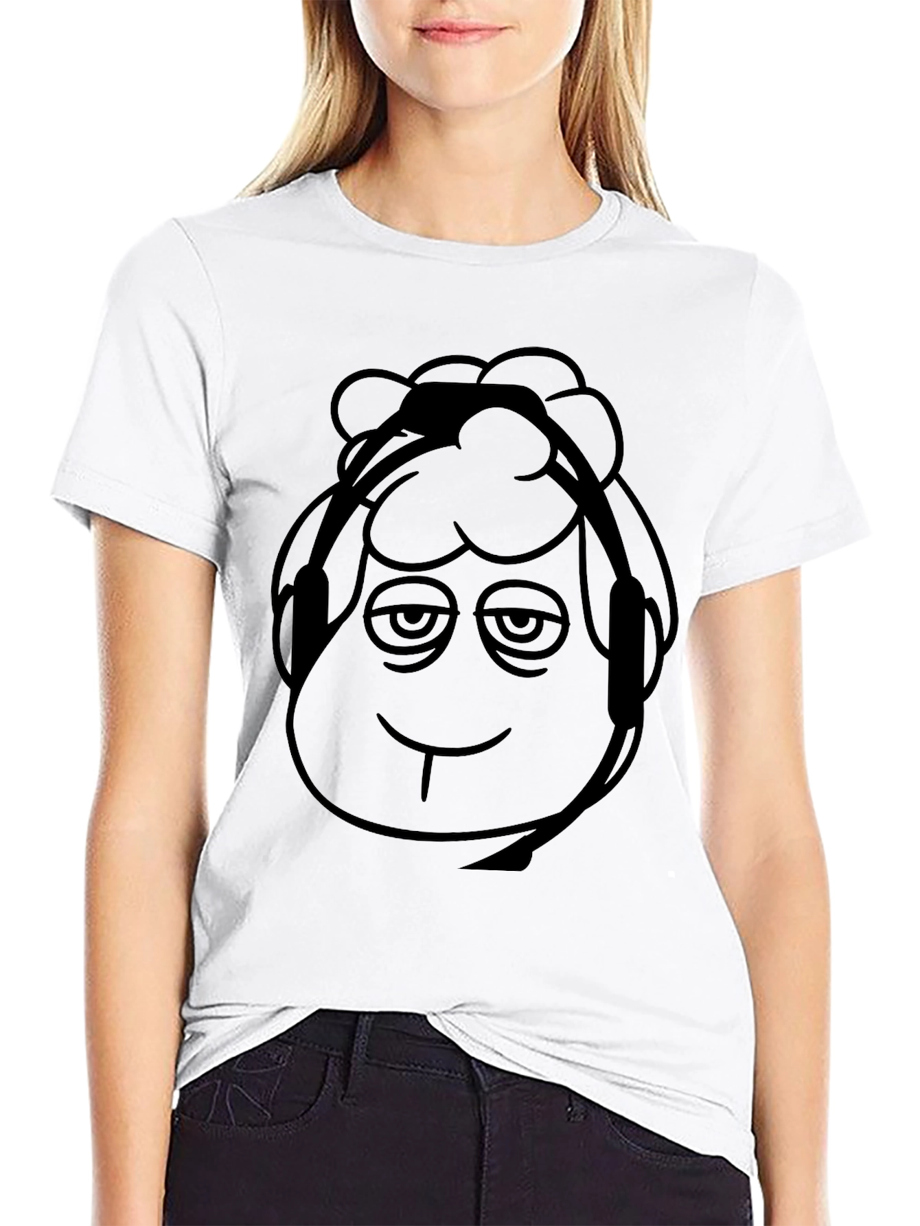 Cool Sheep DJ Graphic Tee - Black Cotton Blend