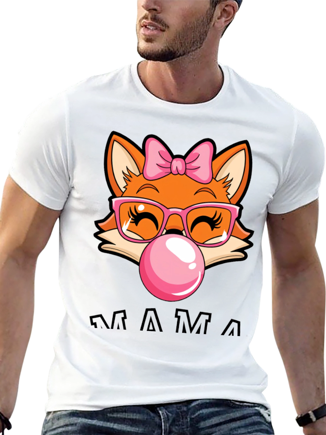 Cute Fox Mama Graphic Tee - Womens Fashion