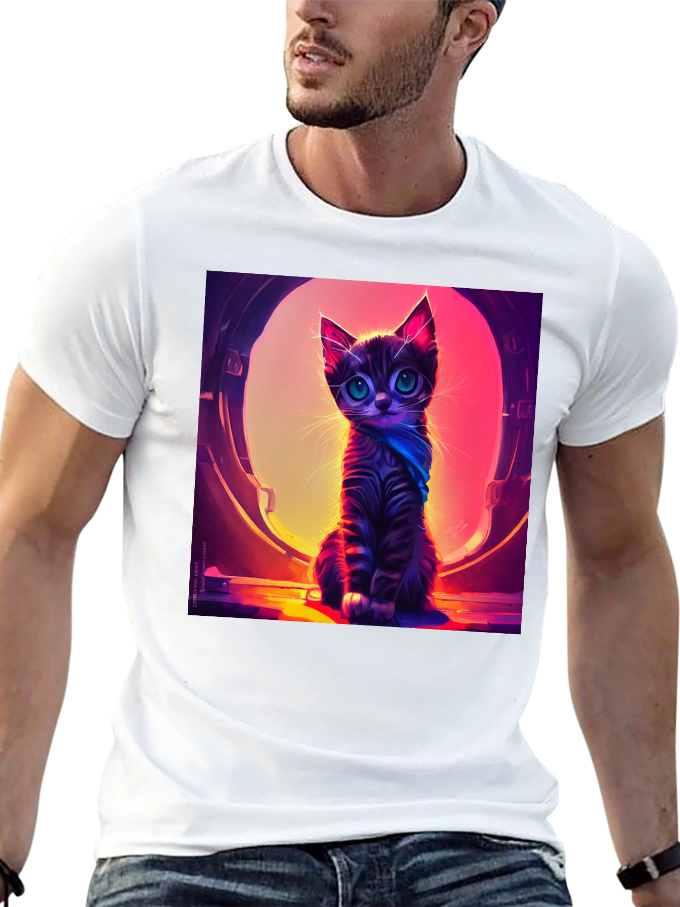 Cute Kitten in Space T-Shirt