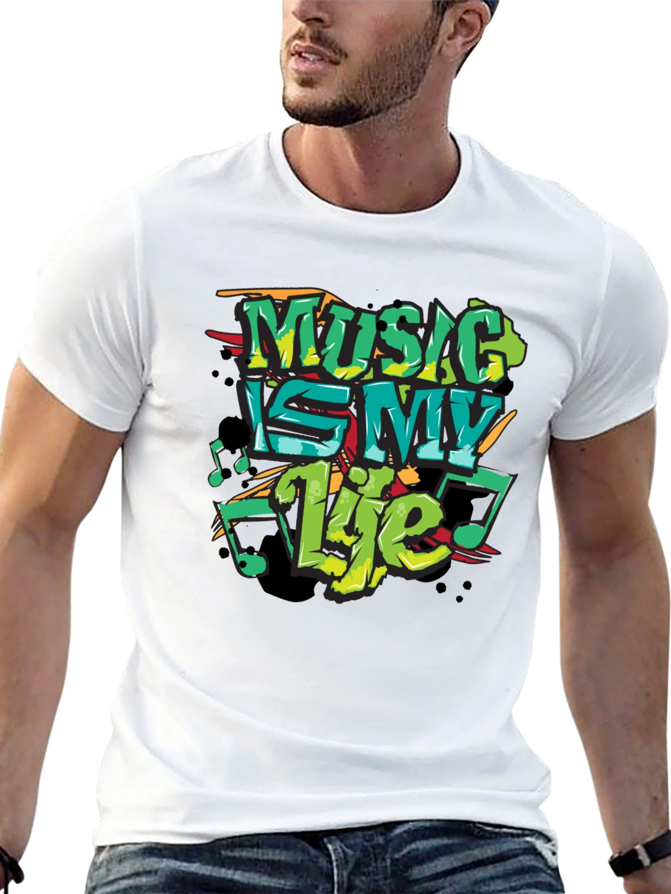 Music Is My Life Graphic Black Tee