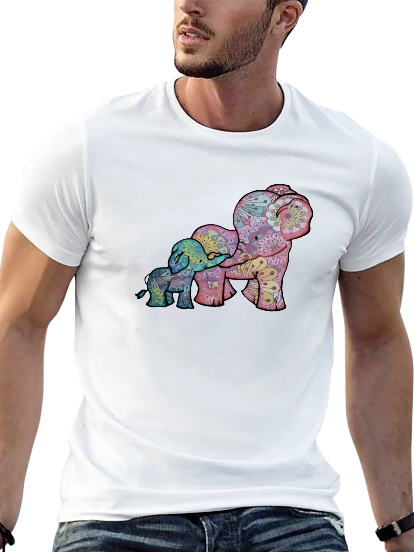Elephant Family Graphic Tee - Stylish Black Shirt