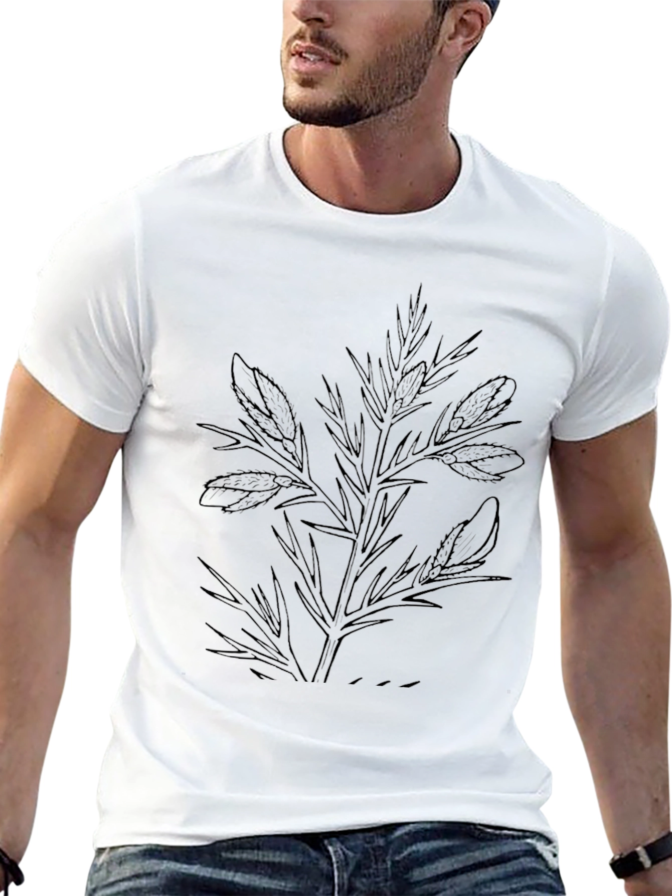 Botanical Print Black T-Shirt