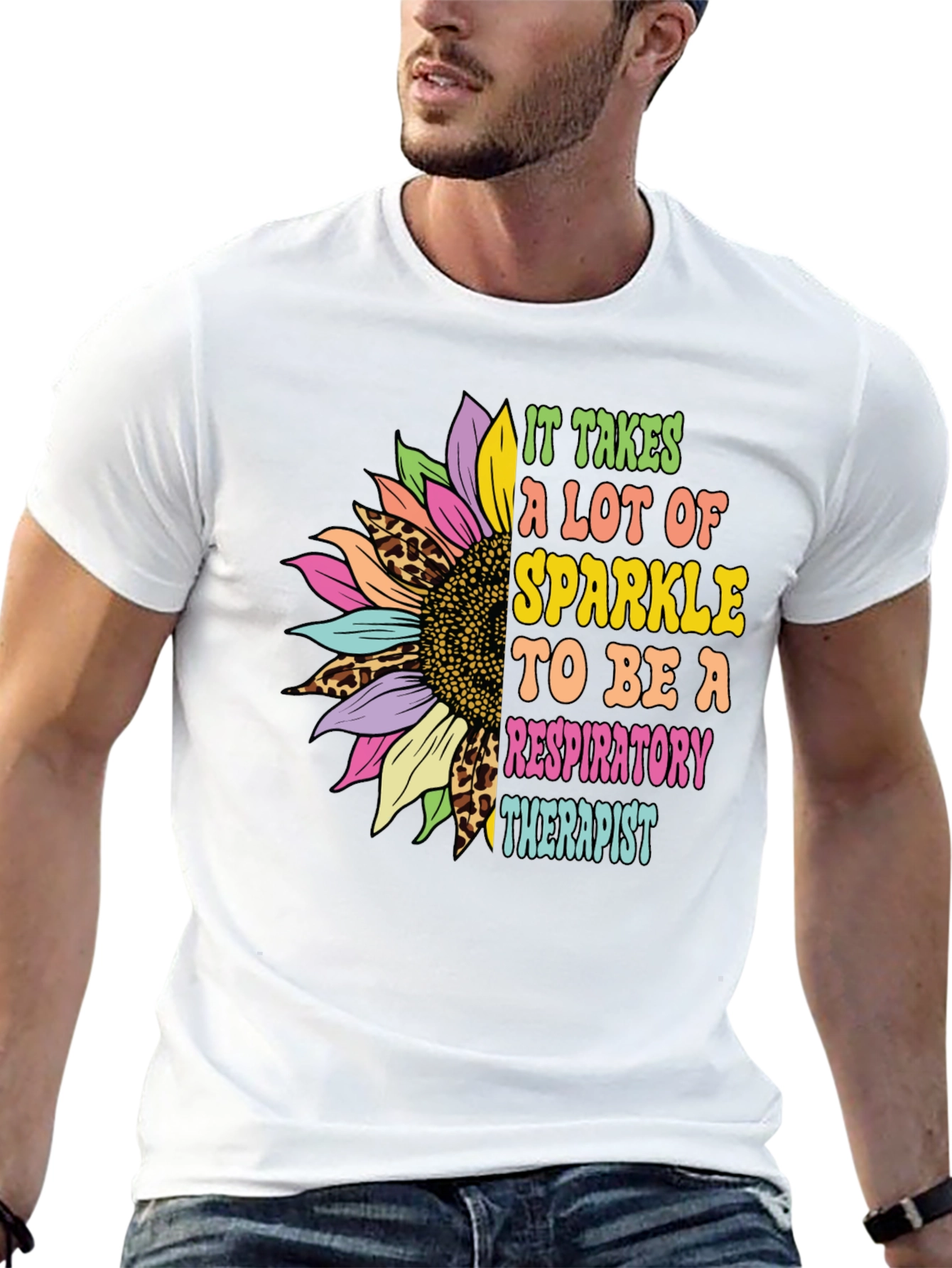 Respiratory Therapist Sunflower Graphic T-Shirt