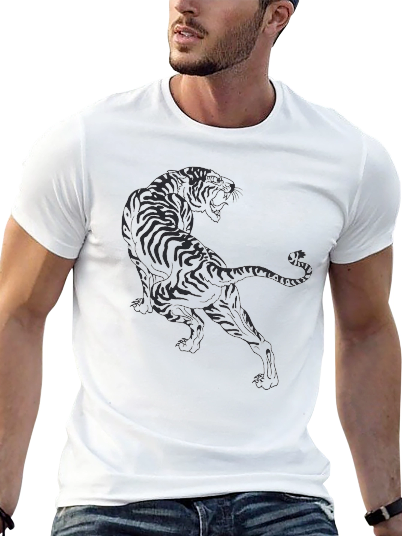 Black Tiger Graphic Tee - Stylish Mens T-Shirt