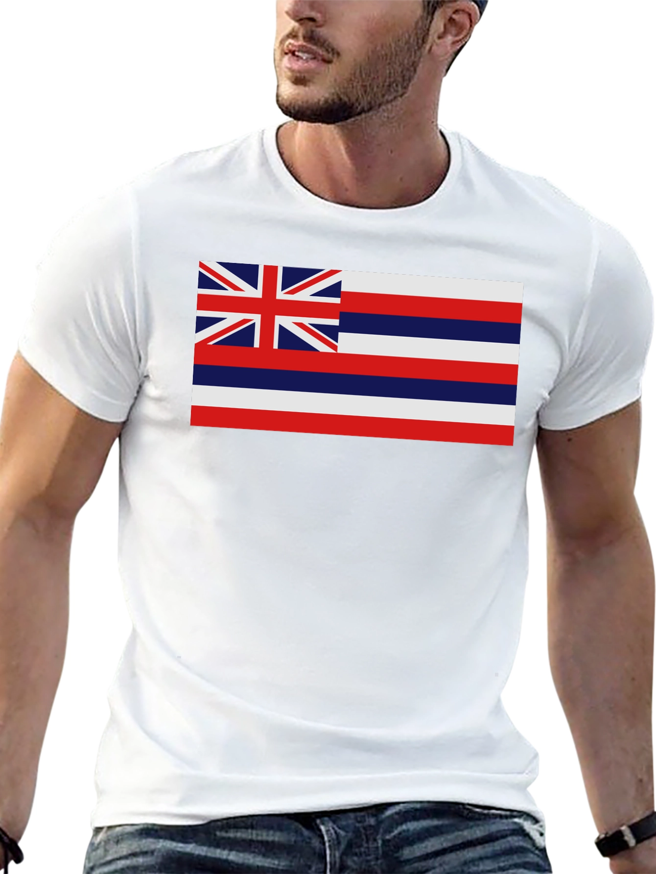 Hawaii Flag Graphic T-Shirt - Black Casual Tee