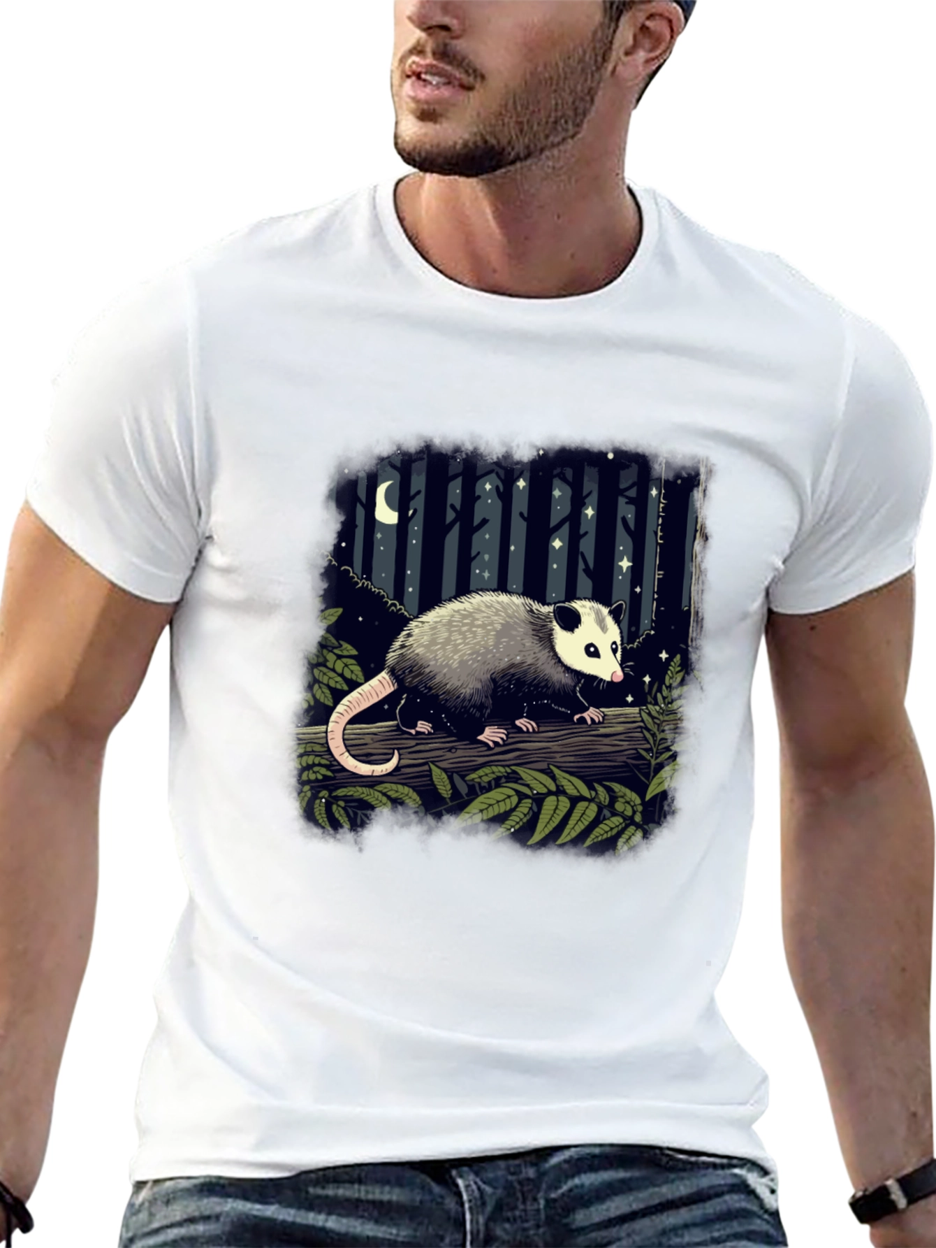 Opossum T-Shirt - Night Forest Design