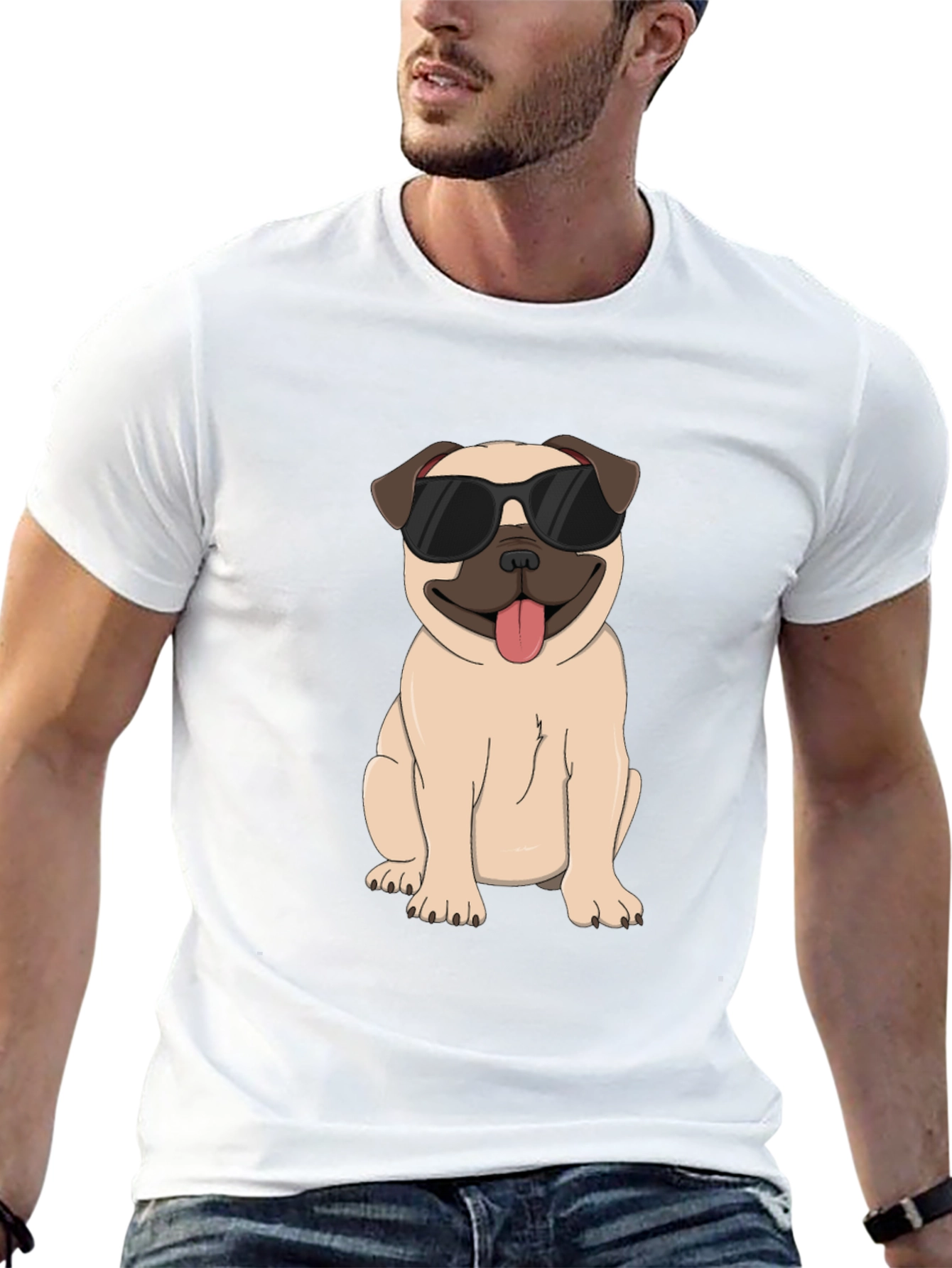 Cool Pug Graphic Tee - Black Cotton T-Shirt