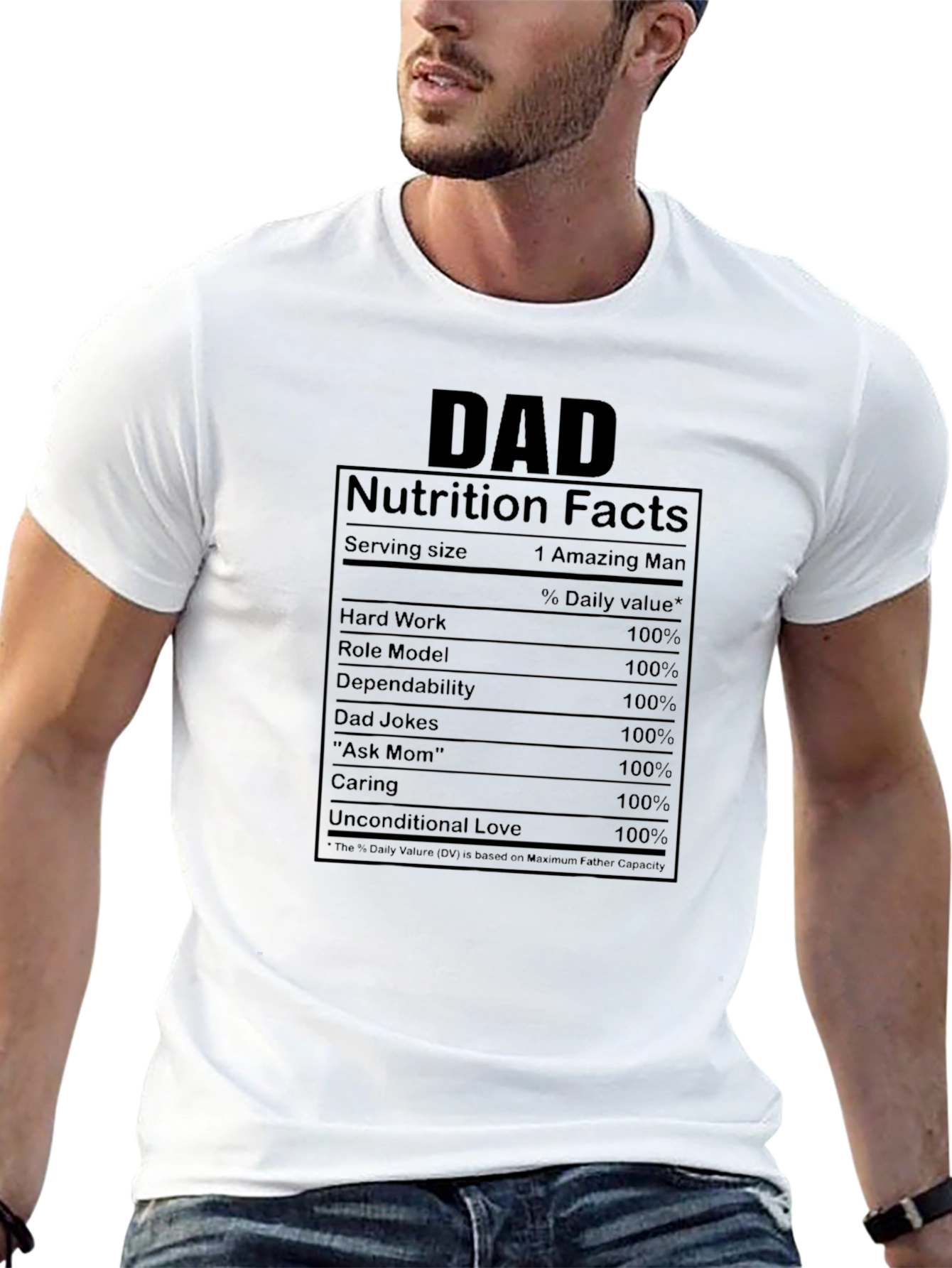 Dad Nutrition Facts Black Graphic Tee