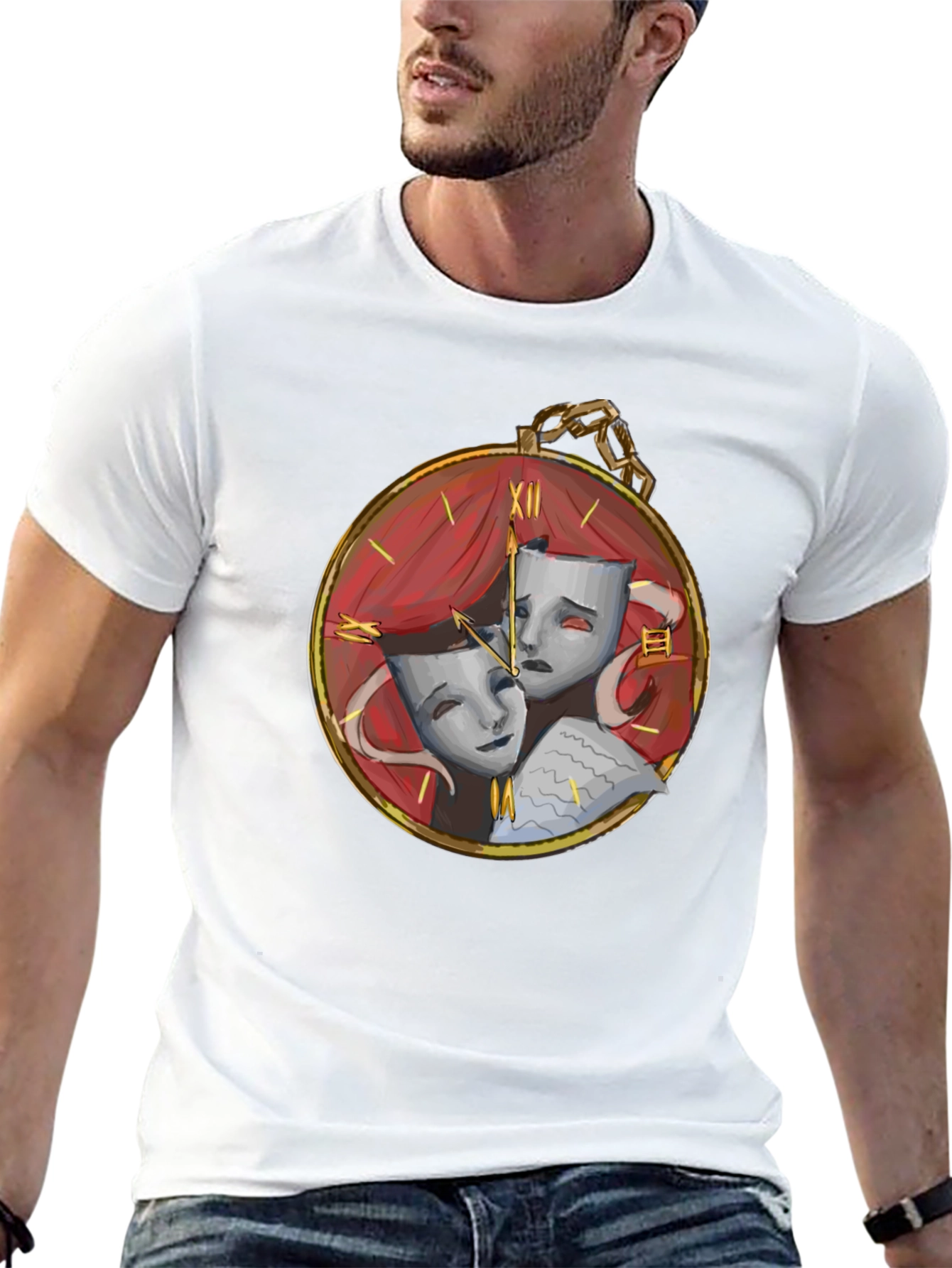Drama Masks Pocket Watch Graphic Tee