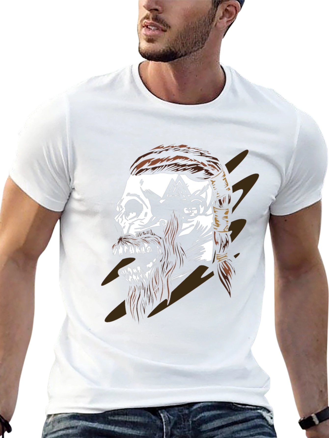 Viking Skull Graphic Black T-Shirt