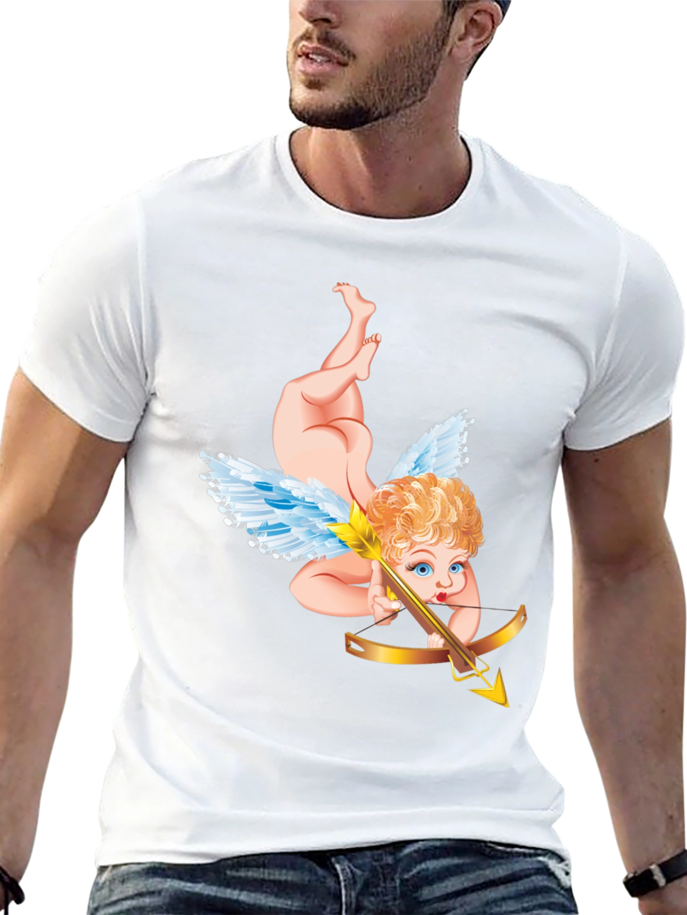 Cupid Graphic Tee - Black Cotton Shirt
