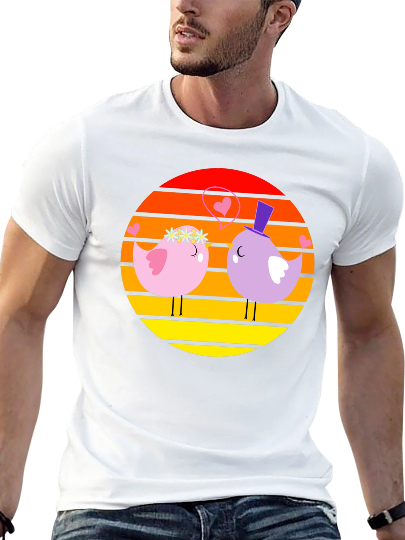 Lovebirds Graphic Tee - Romantic Bird Design T-Shirt