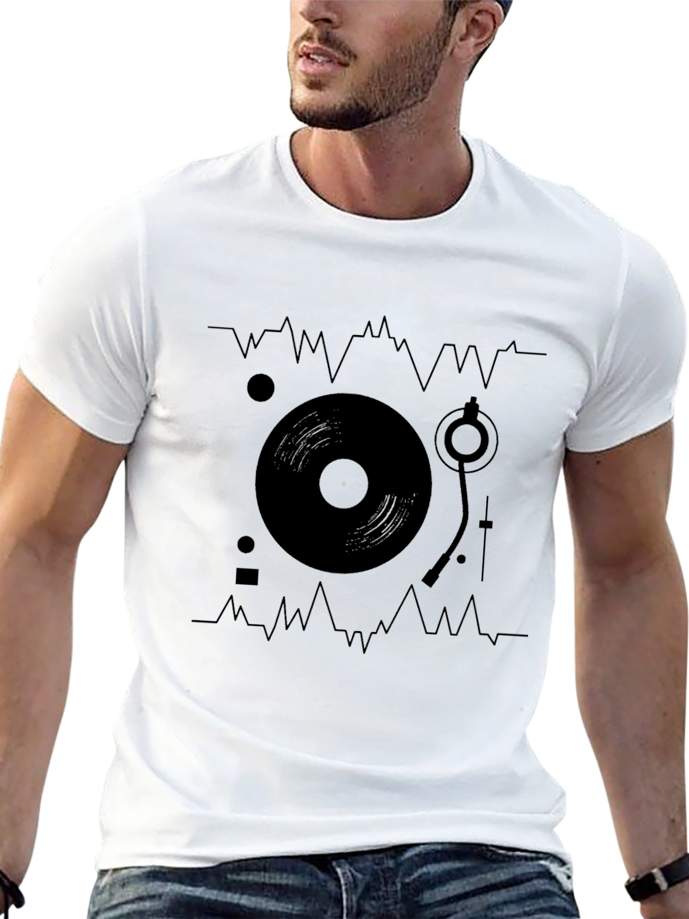 DJ Turntable Graphic Tee - Black Cotton T-Shirt