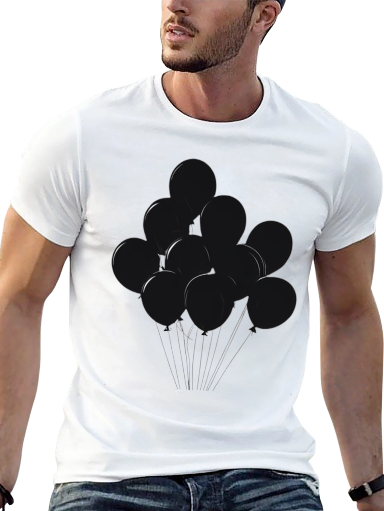 Black Balloons Graphic Tee - Modern Casual Shirt